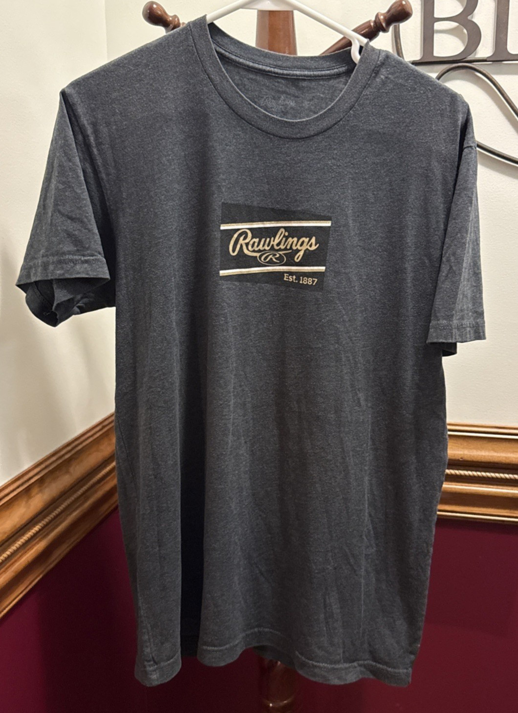 Vintage Rawlings Gray Short Sleeve T Shirt Baseball Sports Tee Top