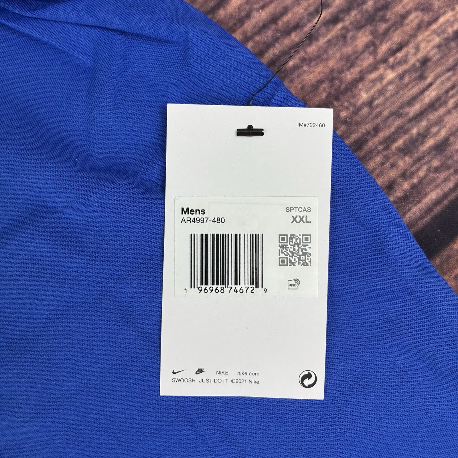 Nike Sportswear Club Tee Mens XXL 2XL Game Royal Blue Cotton Shirt AR4997-480