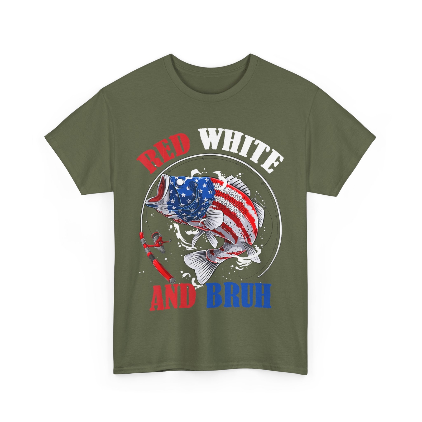 Red White And Bruh 4th of July Shirt, Fourth of July Fishing T-Shirt