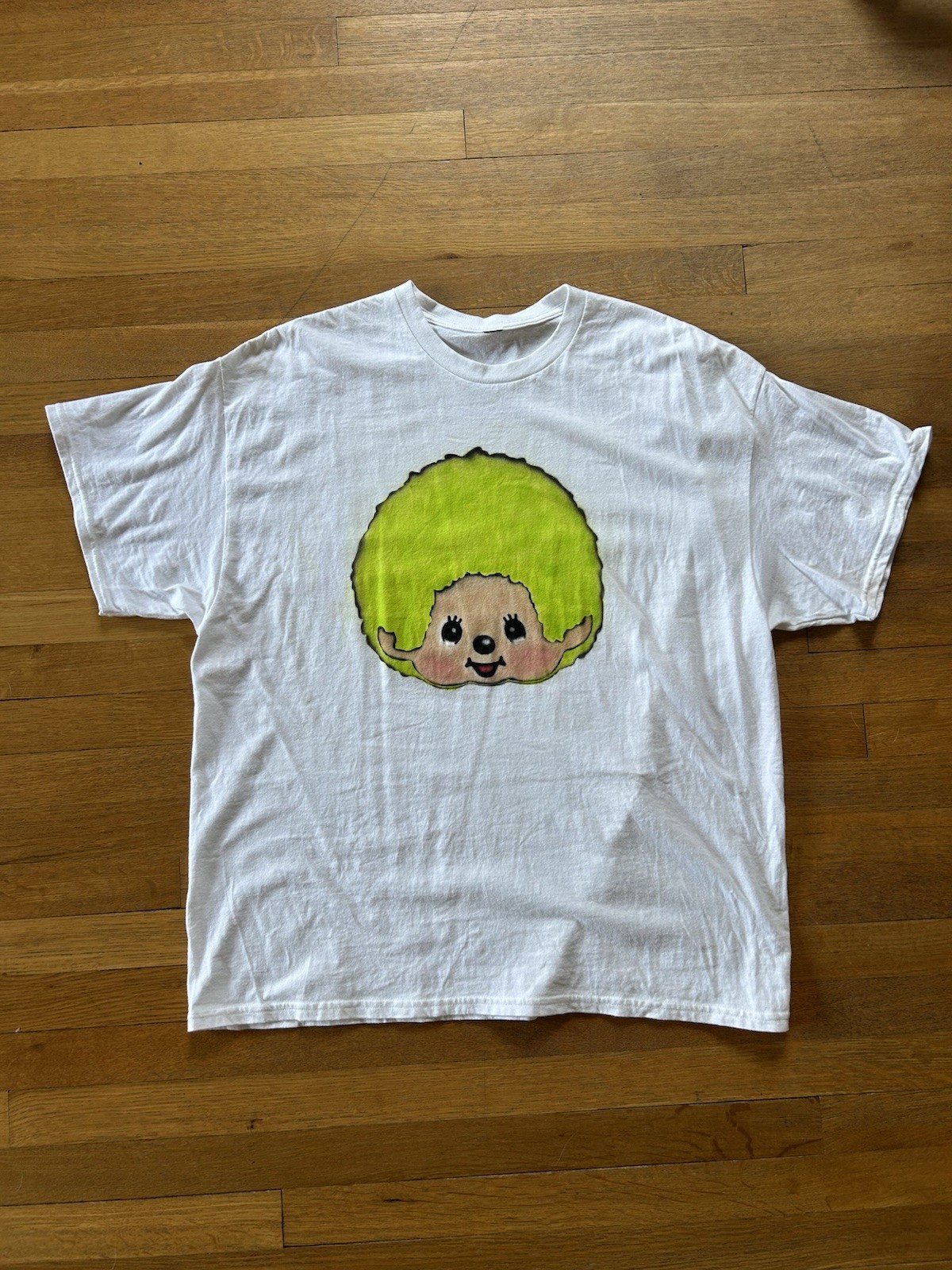 Monchhichi T Shirt Hand Painted 2XL XXL Green