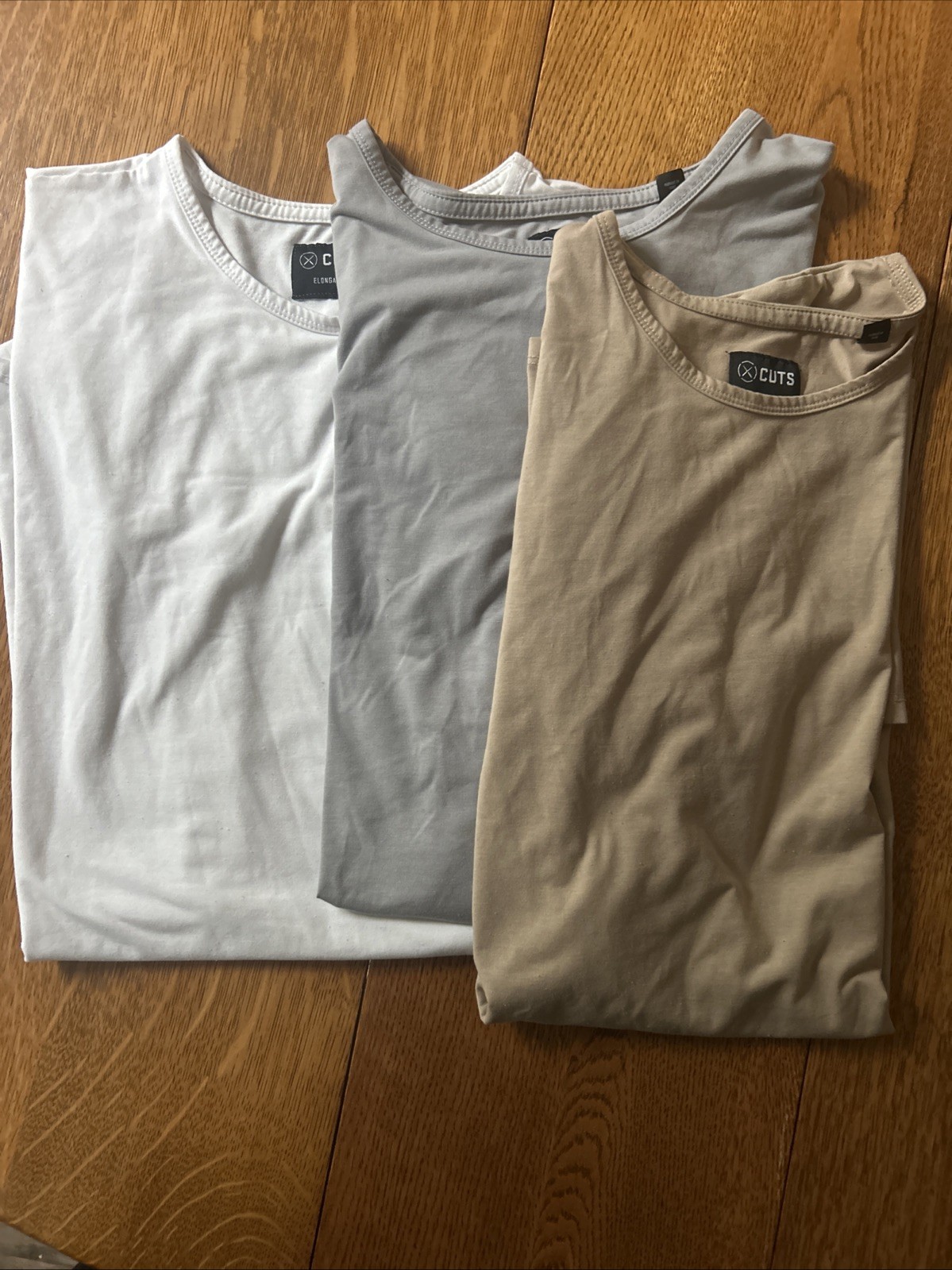 Men’s Cuts Elongated T-Shirt Size XXL White, Grey, Brown – 3 Pack