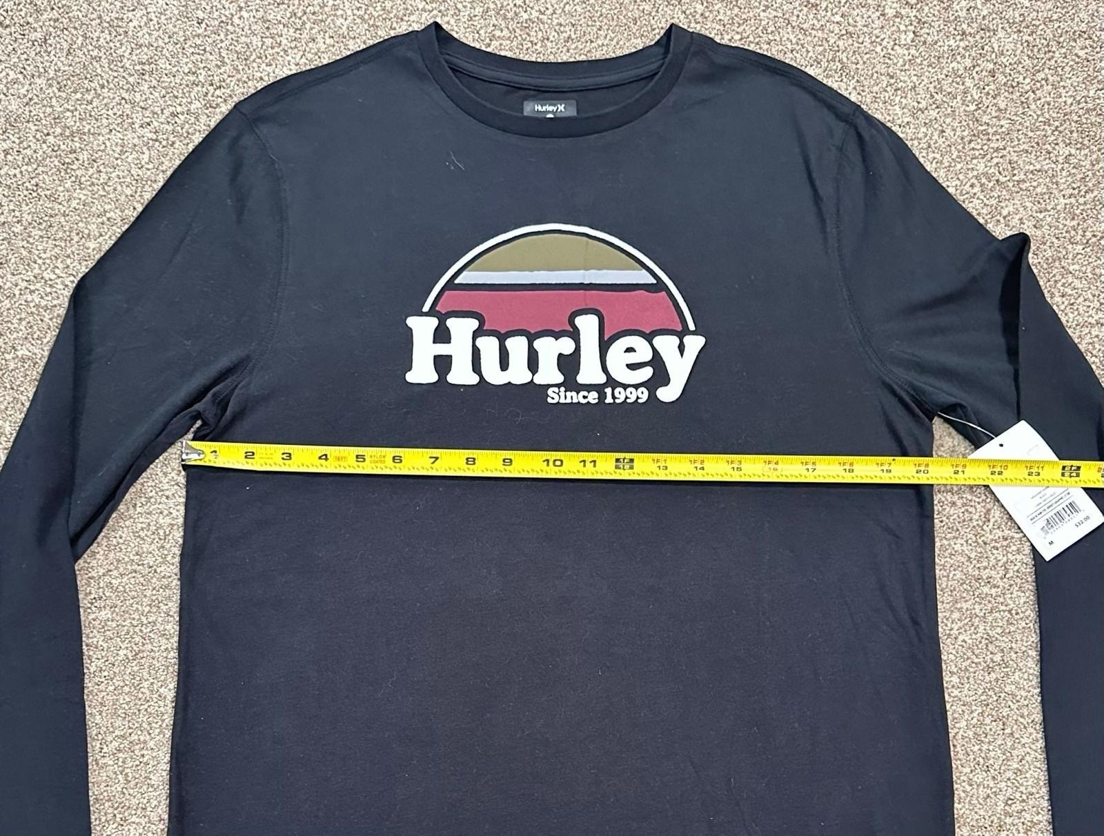 874 NWT Hurley Men’s M Black Rise & Jam CVC Jersey Graphic Long Sleeve T-Shirt