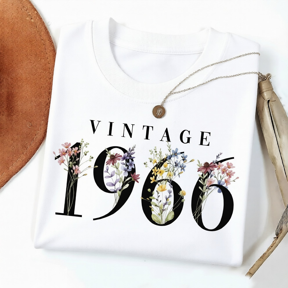 60th Birthday Shirt Born In 1966 Gift Vintage 1966 Floral T-Shirt