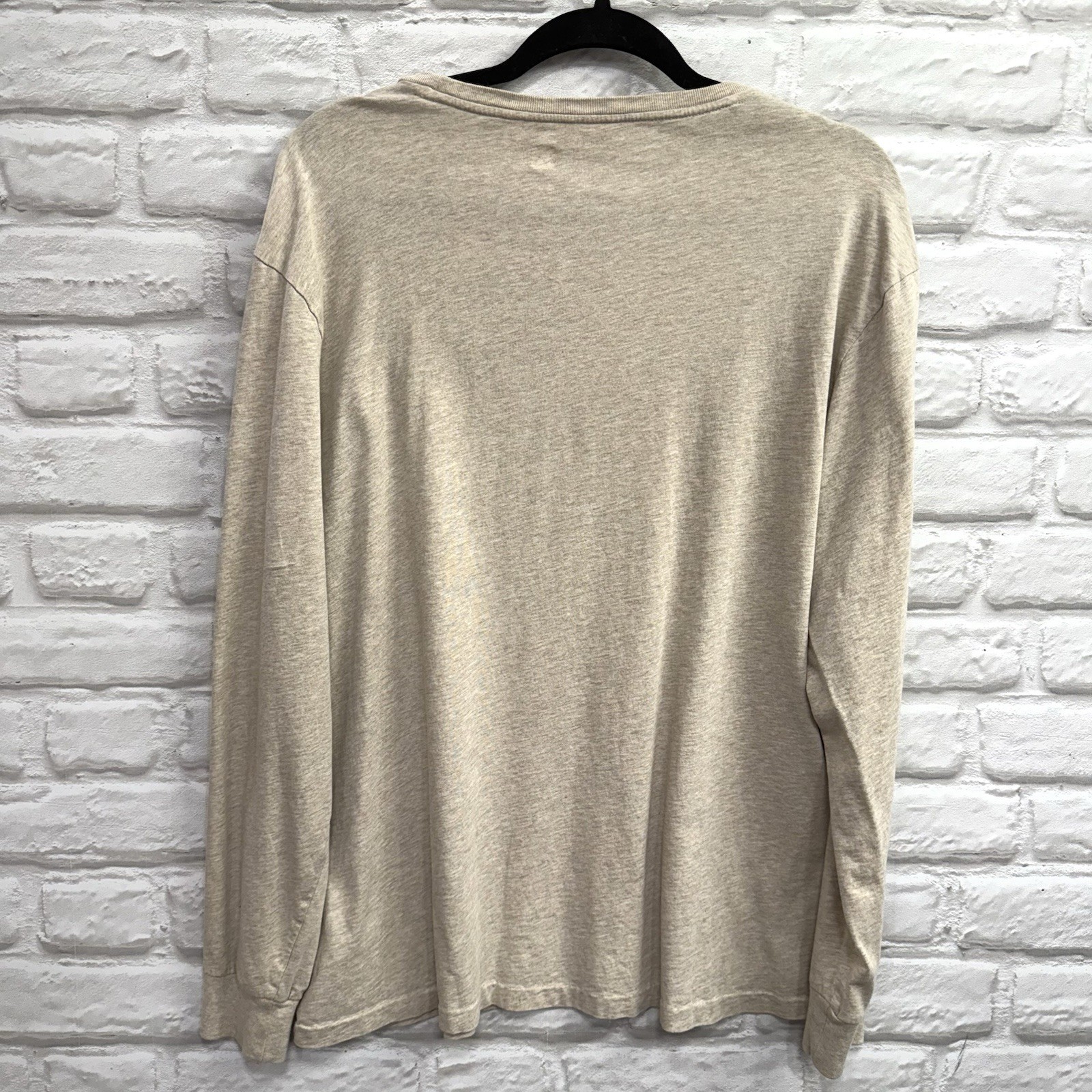 Polo Ralph Lauren Mens XL Classic-Fit Jersey Long-Sleeve T-Shirt Khaki Pony Logo