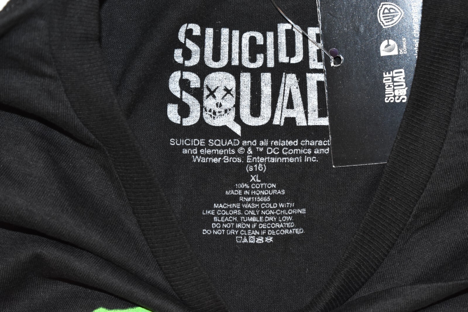 Suicide Squad Mens DC Comics Joker Damaged Tattoo On Forehead Shirt NWT S, L, XL