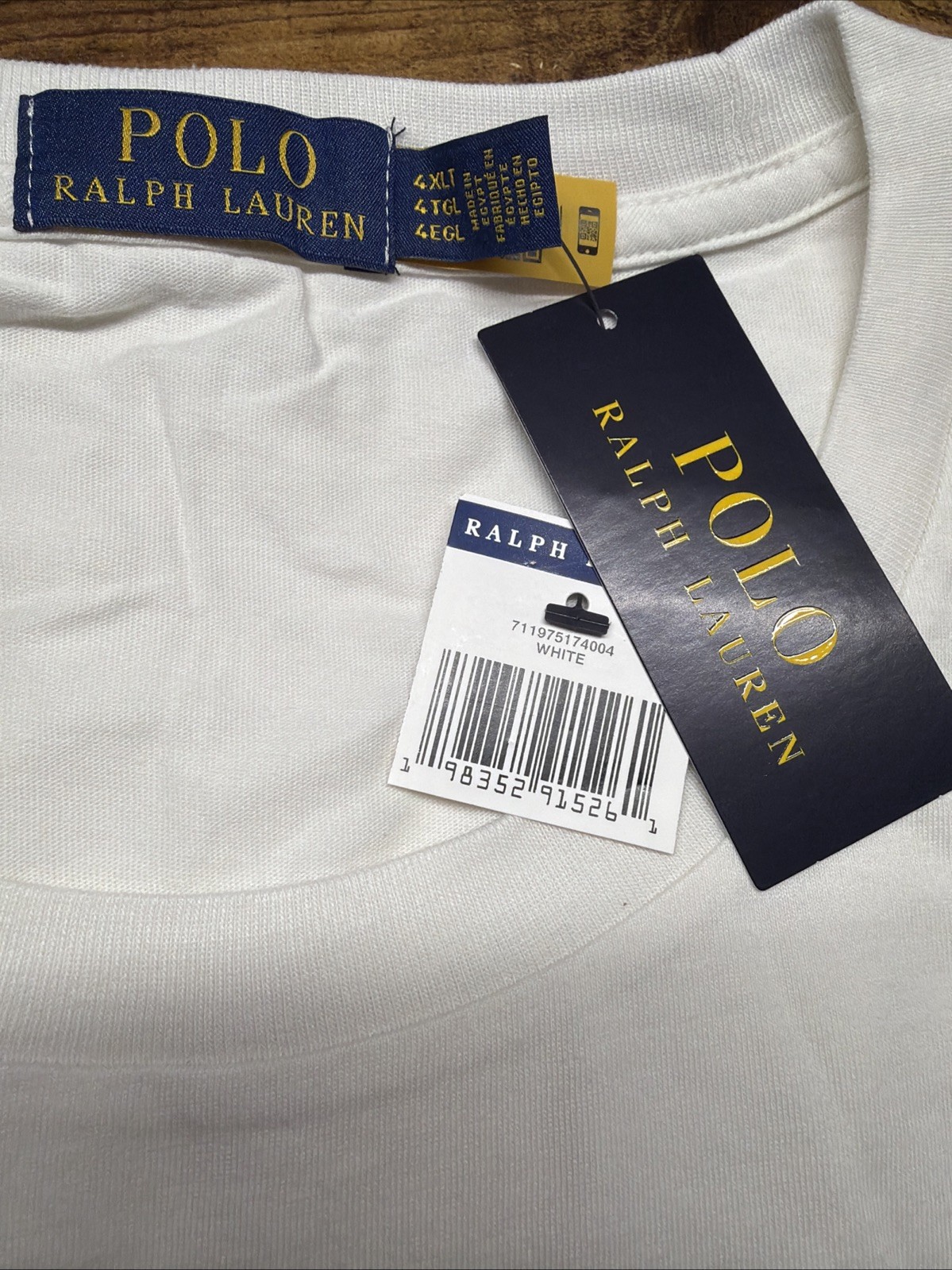 NWT Polo Ralph Lauren Men’s Big & Tall Hemingway Polo Bear White T-Shirt Sz 4XLT