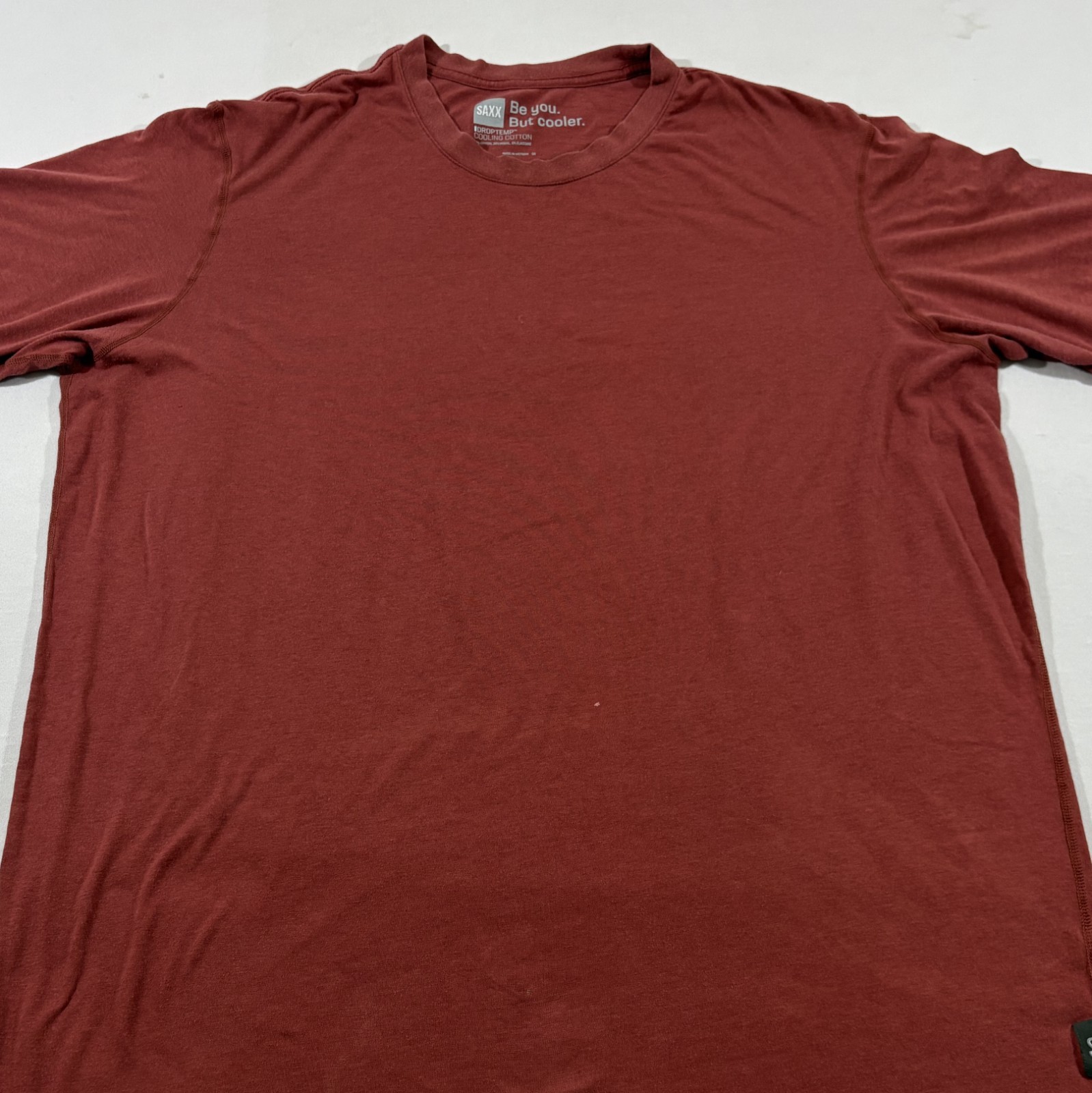 SAXX Mens Red DropTemp Cooling Cotton Tee T-shirt Performance Crew Casual Sz L