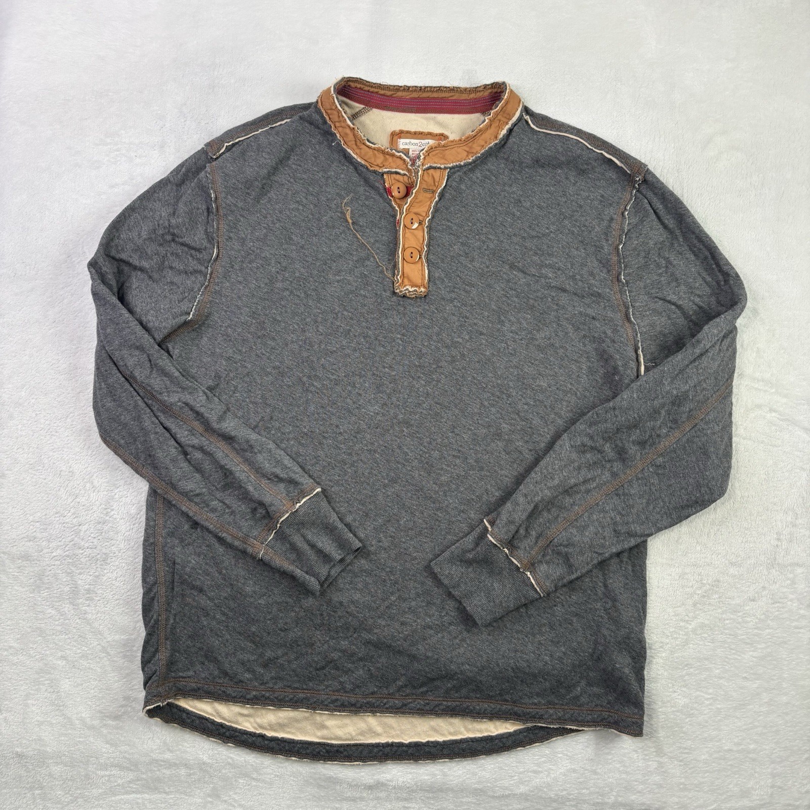 Carbon 2 Cobalt Henley Grey Long Sleeve Shirt Men’s Large