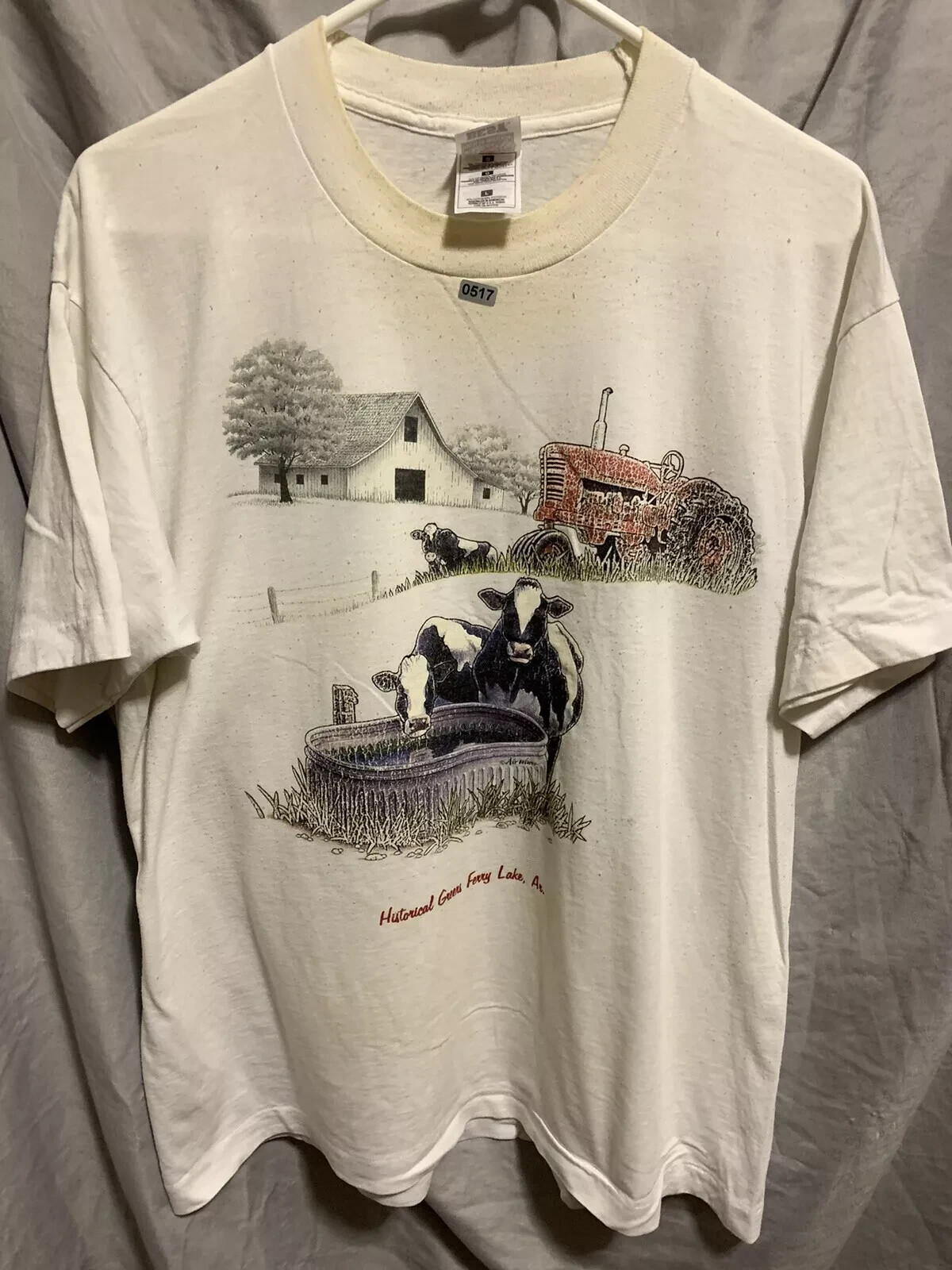Vintage Farmer Shirt Adult Large White Long Sleeve Men’s Pullover Graphic 90’s