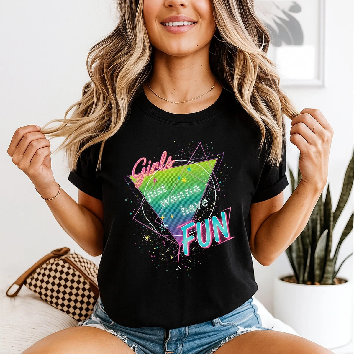 Womens 80s T Shirt Retro 80s 90s Theme Party Fancy Dress Costume Outfits Tee
