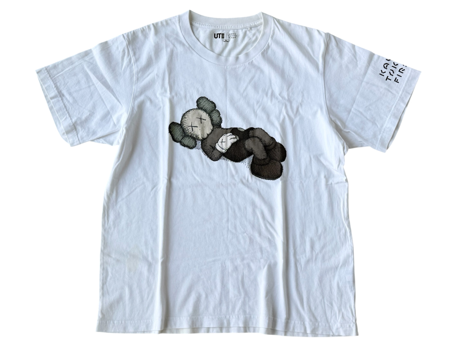 KAWS x UNIQLO T-Shirt Size XL White Used Stain on Back Japan