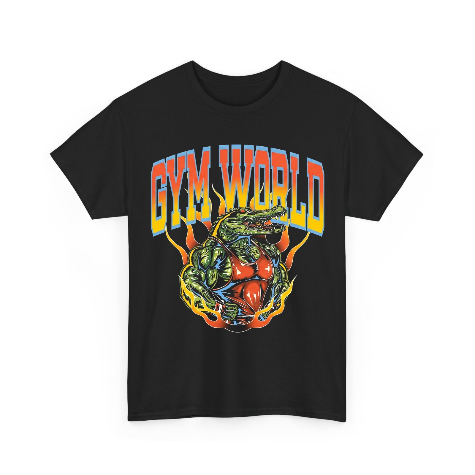 Muscle Alligator Bodybuilding Gym Workout Graphic T-Shirt Retro Streetwear