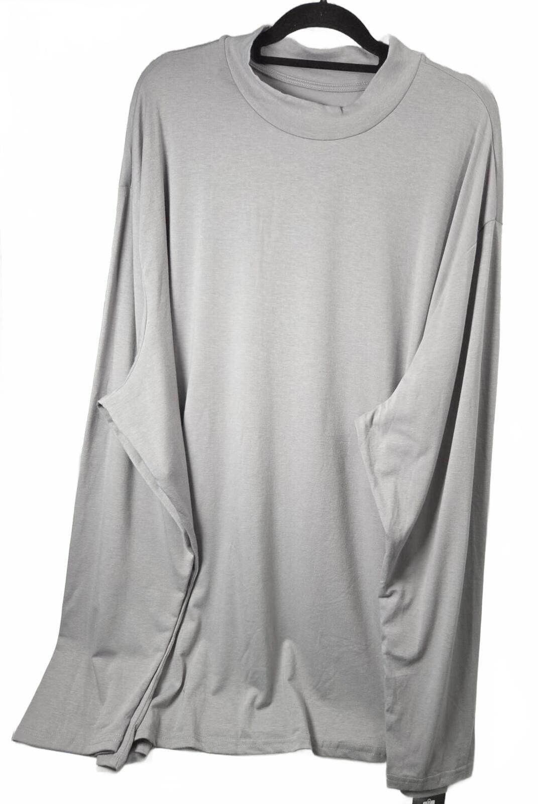 Light Gray Long Sleeve T-Shirt Size 5XL Polyester Cotton Spandex