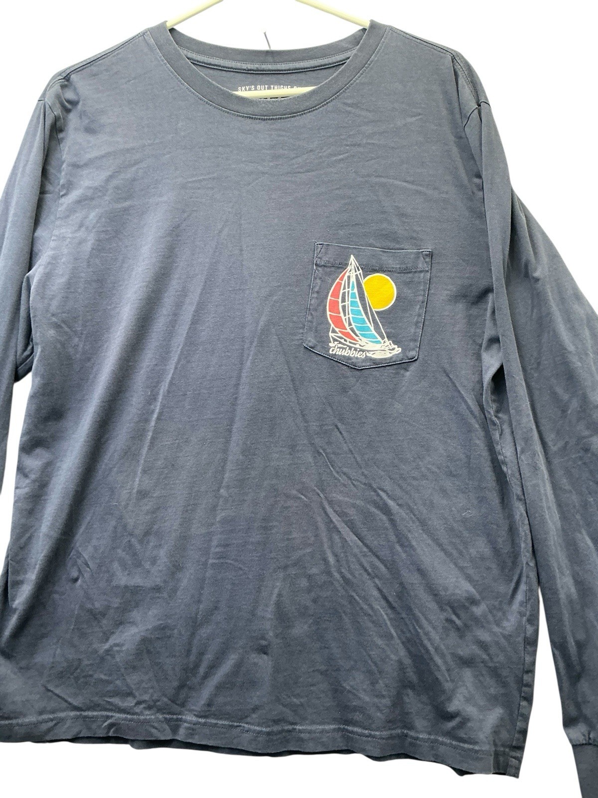 Chubbies “The Weekend Has Arrived” Long Sleeve Performance Shirt Blue Sz. Large