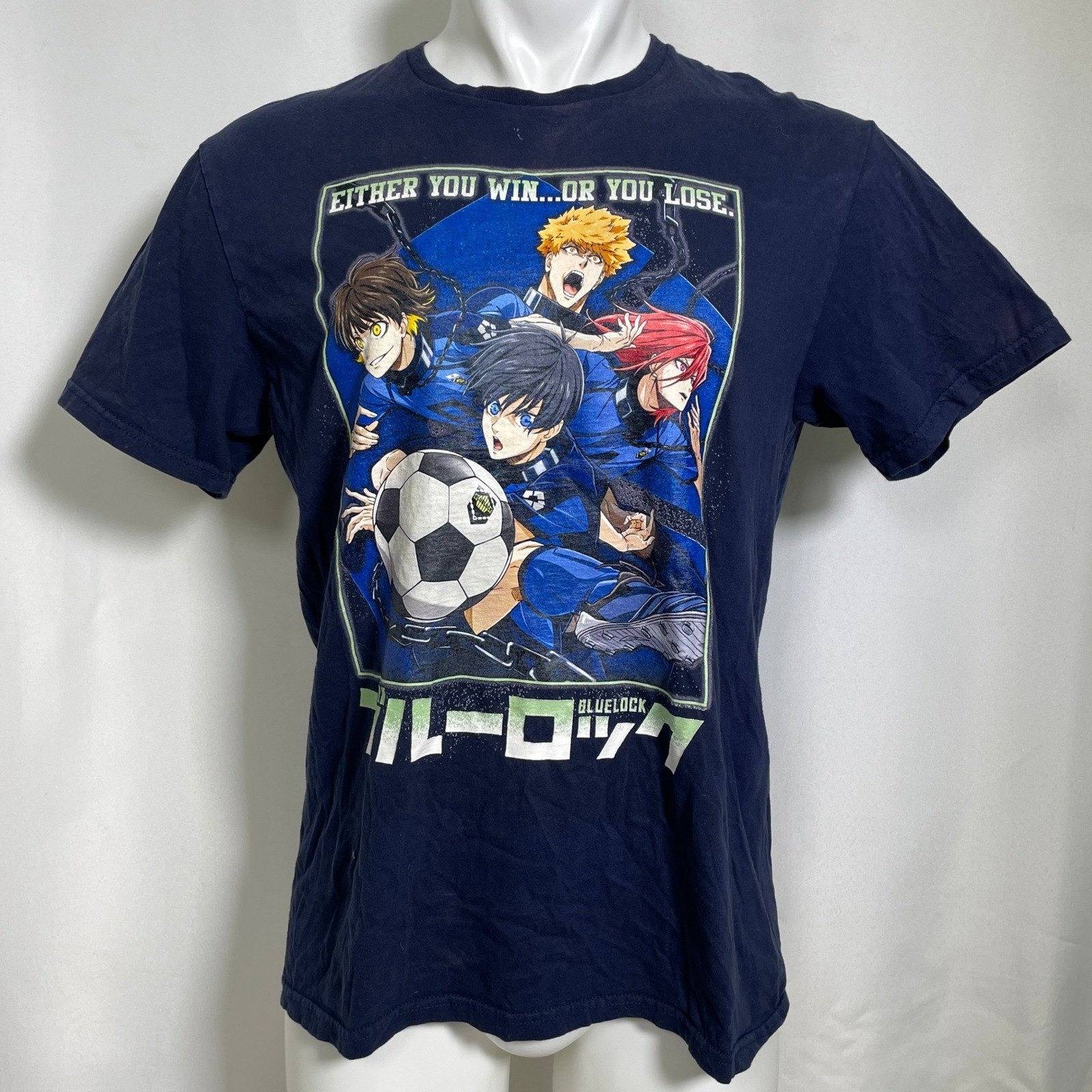 Blue Lock Team in Chains Soccer Navy Blue Ripple Junction T-Shirt Men’s LARGE