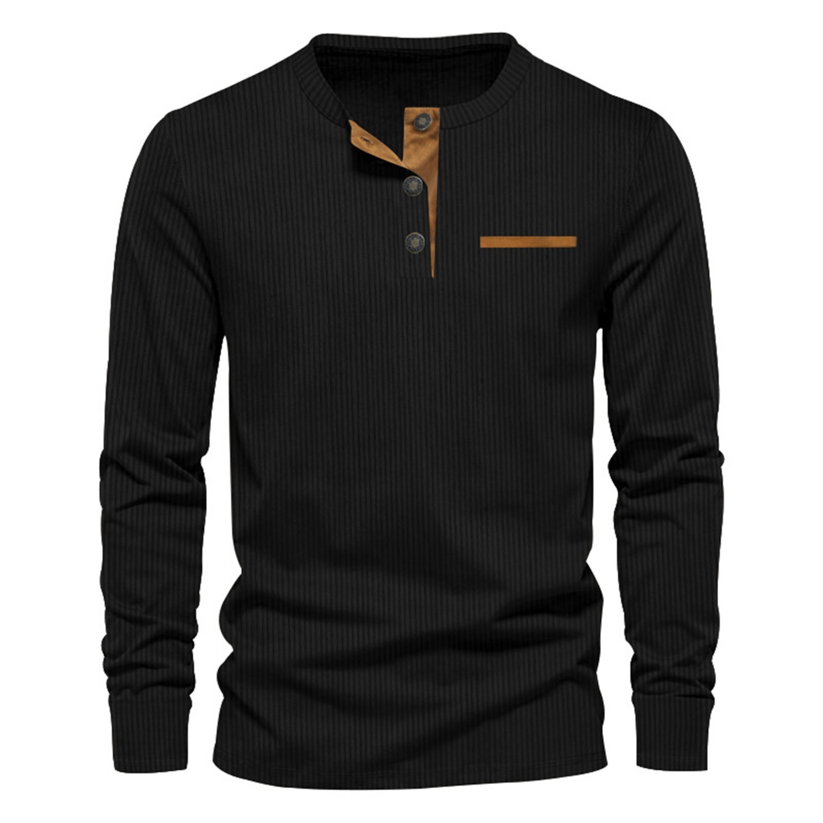 Mens Tops Long Sleeve T Shirts Men Regular Fit Slim Work Henley Shirt Casual