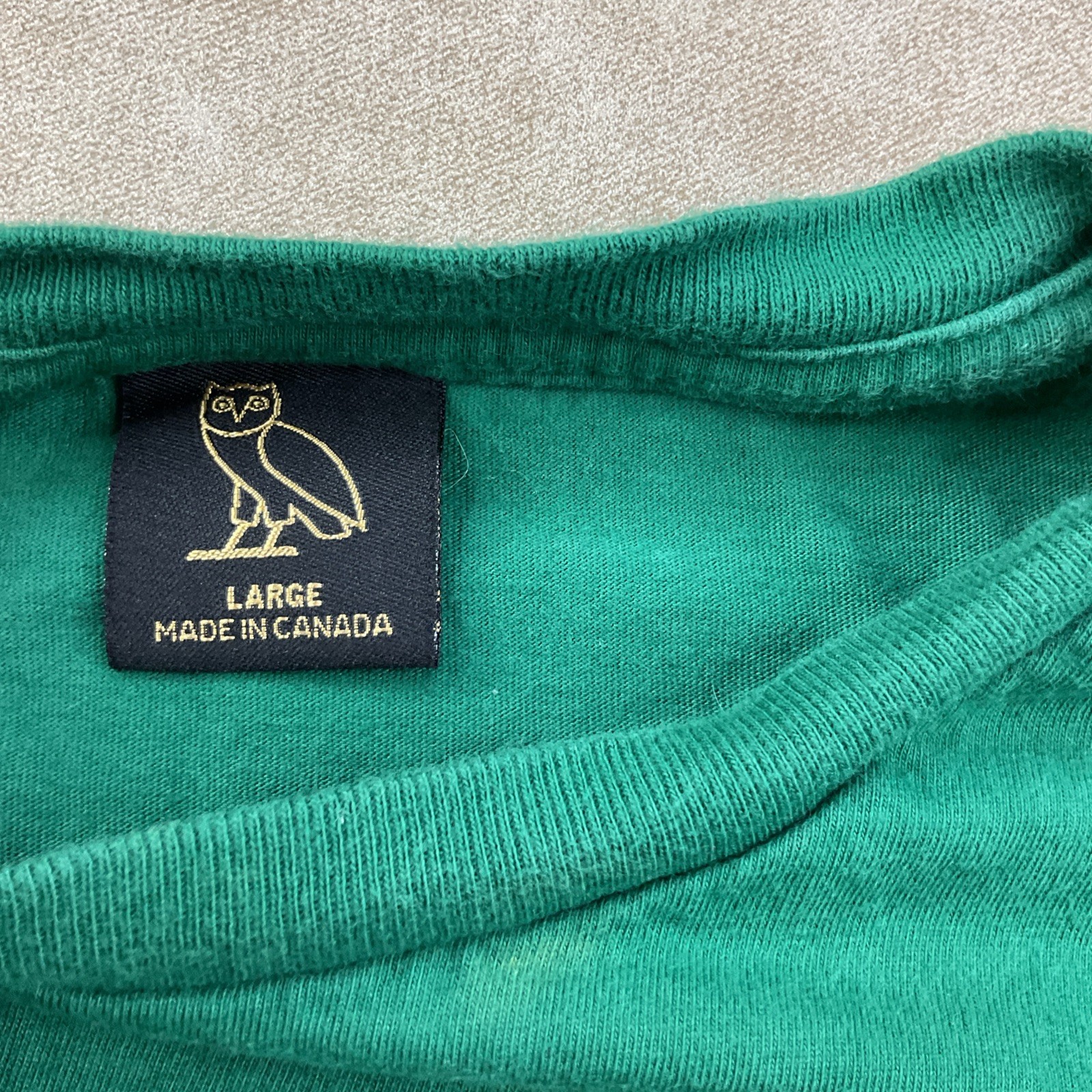 OVO T-Shirt Men Sz L Forever October’s Very Own Drake Owl Green Owl Double Sided