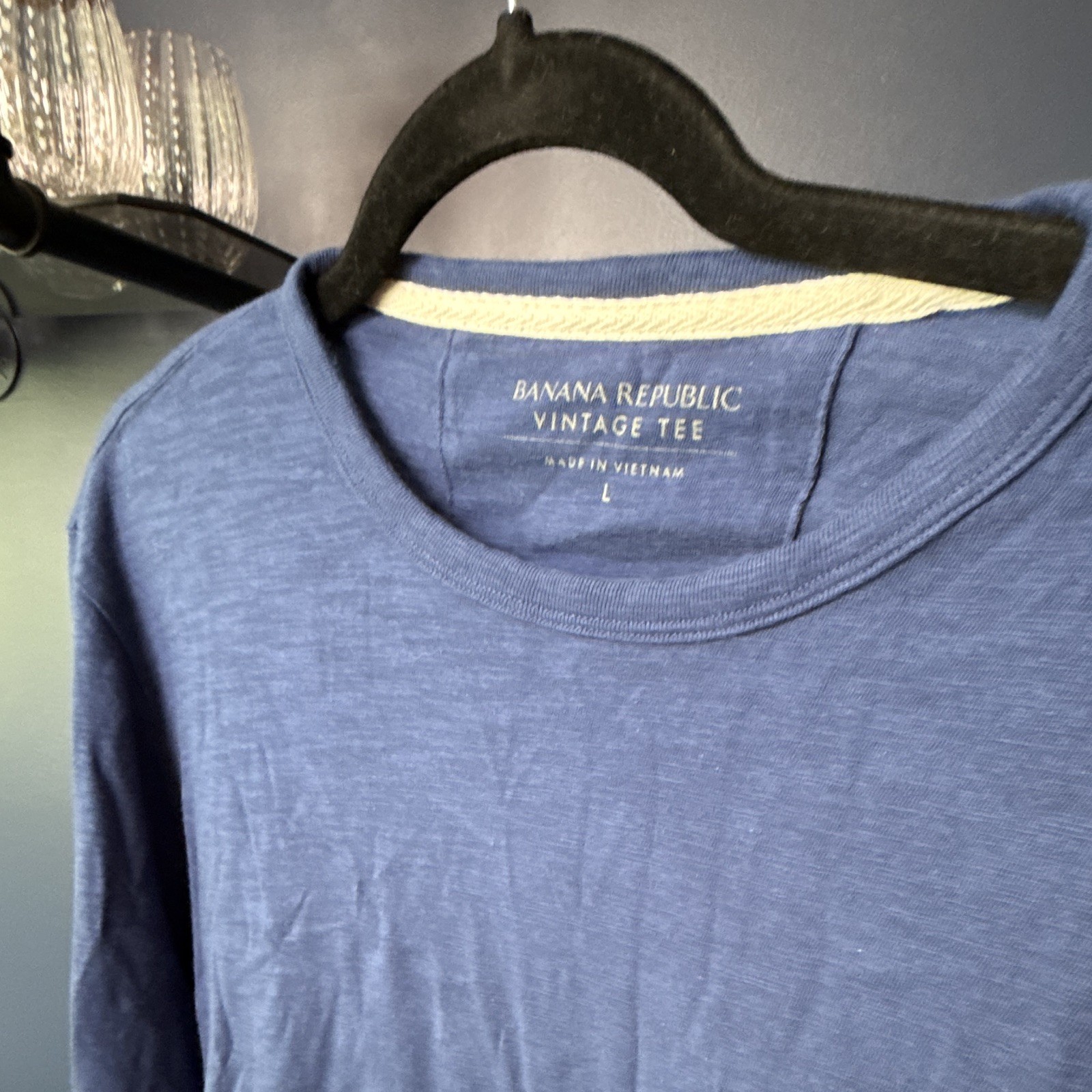 Banana Republic Vintage Tee Men’s Blue Solid Long Sleeve Crew Neck T-Shirt L