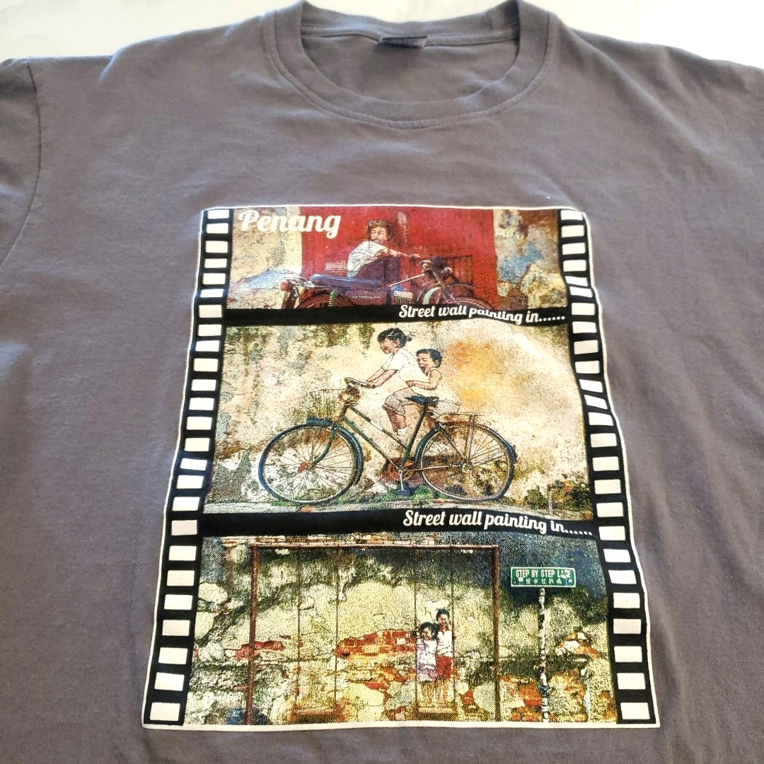 Vintage Penang Malaysia Men’s Size Medium Gray T shirt XL 360 Graphic Print
