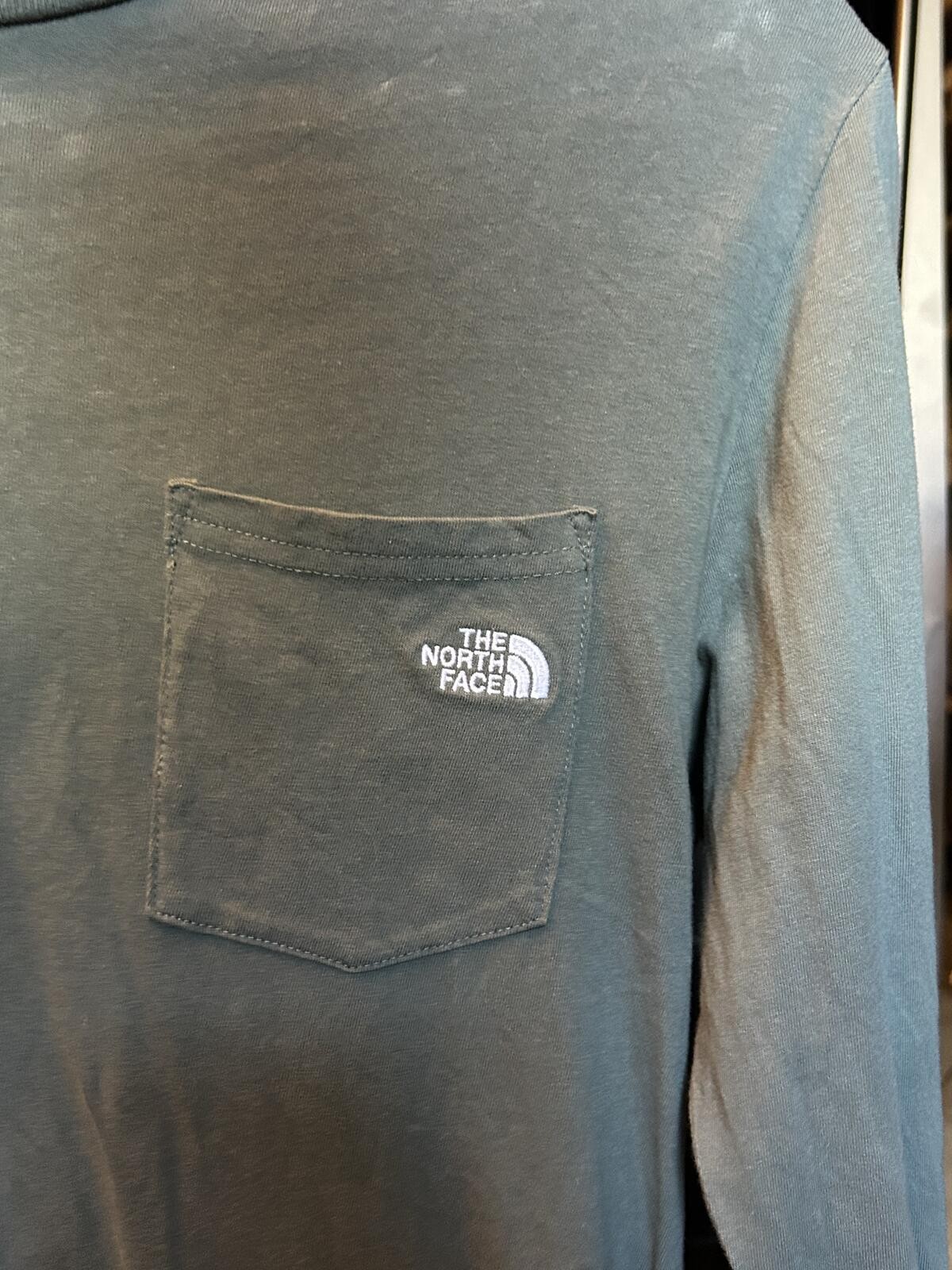 The North Face Long Sleeve Pocket Logo T-Shirt Gray Blue Unisex Adults