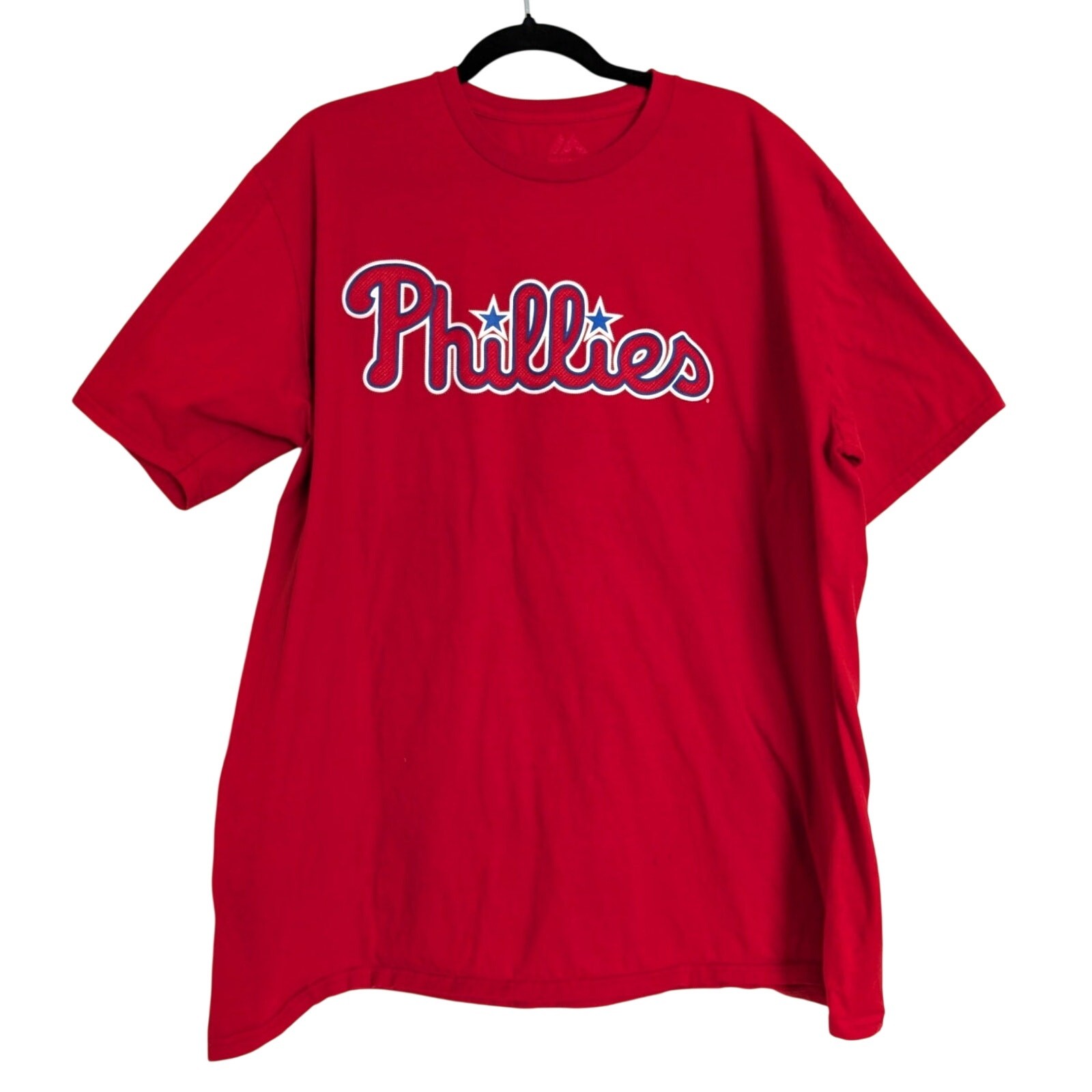 Phillies Baseball Sport Majestic 2 XXL Red Short Sleeve Crewneck T Shirt
