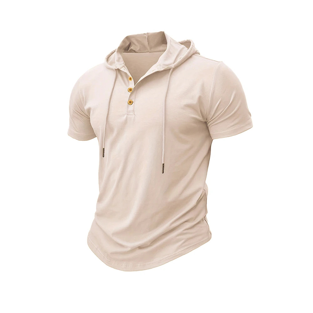 Men’s T Shirt Summer Slim Fitness Hooded Short-Sleeved Tees Male Lightweight