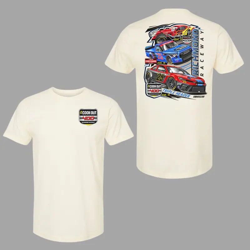 Cook Out 400 Racing T-Shirt, Graphic Motorsports Tee with Triple Header Car Desi