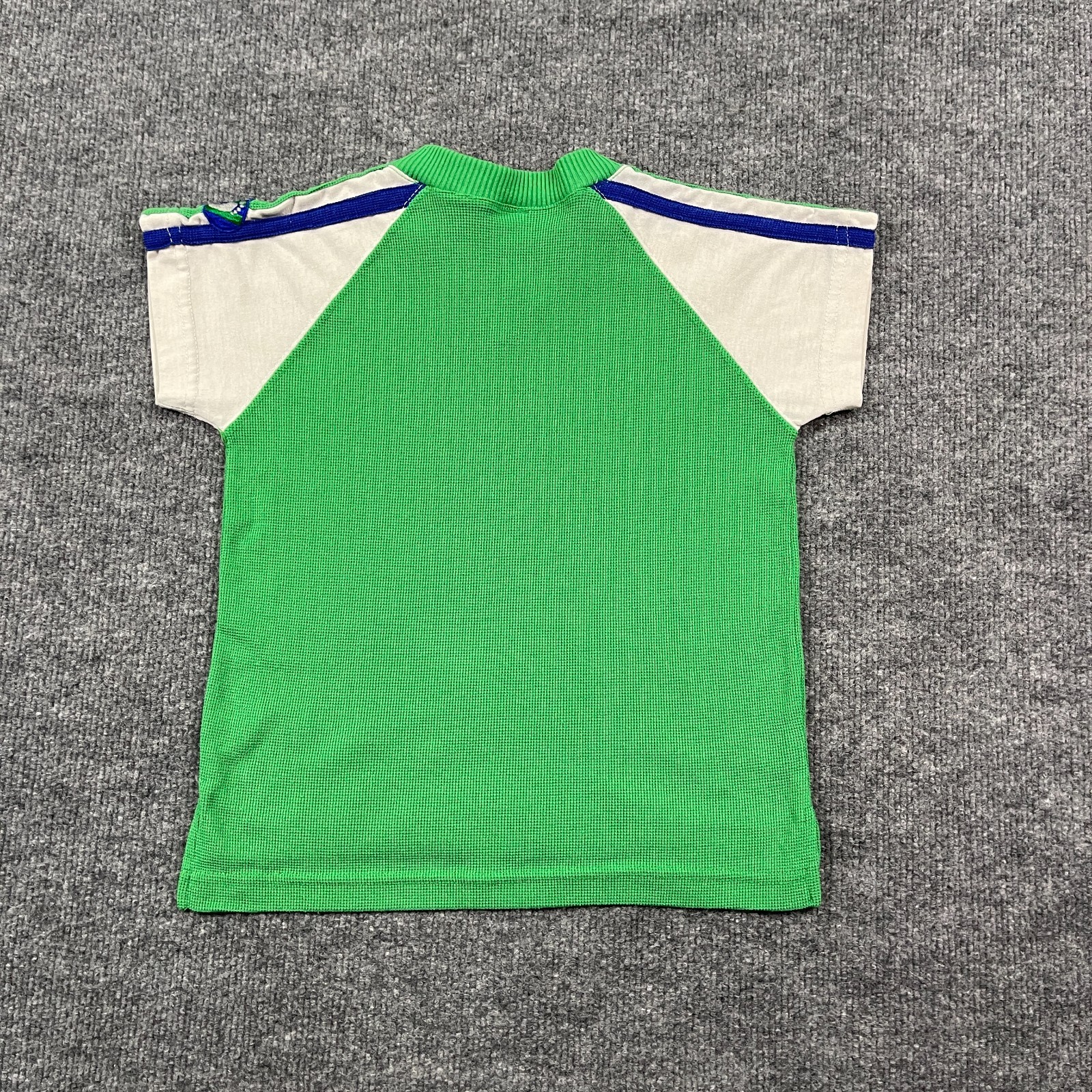 Vintage 80s Hang-Ten Waffle Knit Raglan Shirt TEENS XS 14×18 Green White