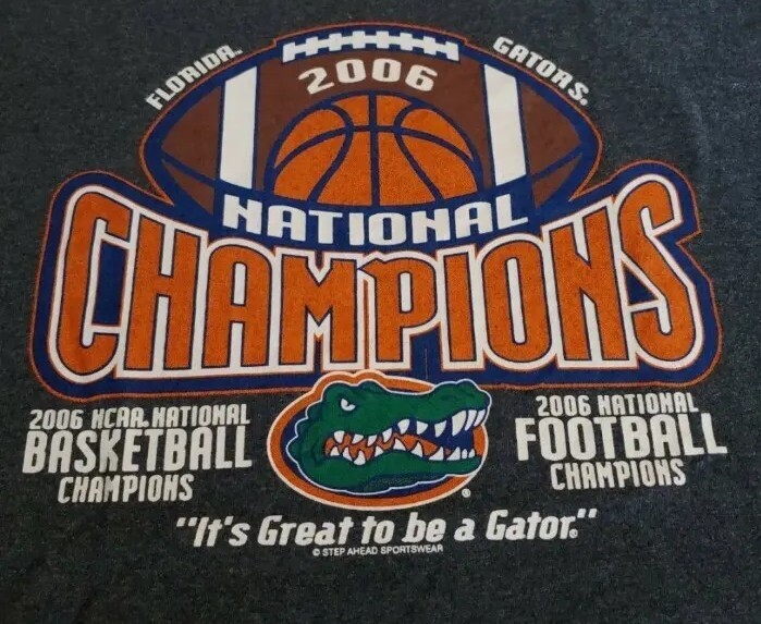 Gildan Graphic Tee Mens L Short Sleeve Gray Flordia Gators 2006 Champions
