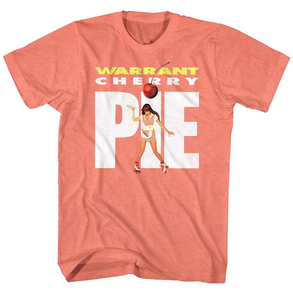 WARRANT Band Music T-Shirt PIE WAITRESS COVER Heavy Metal New Mens Coral Heather