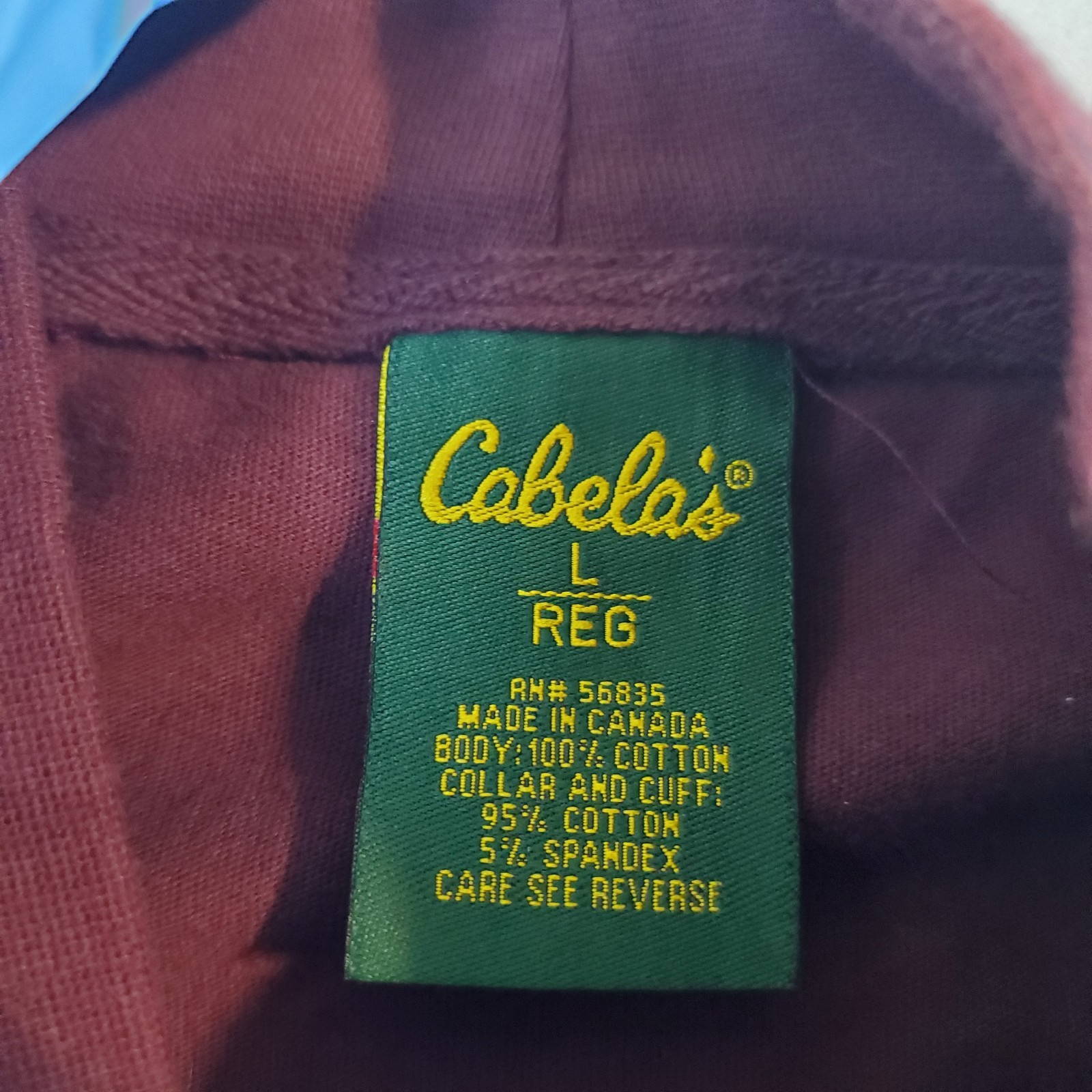 Cabela’s Maroon Made in Canada – L Reg High Neck TShirt T Shirt Top Hunting