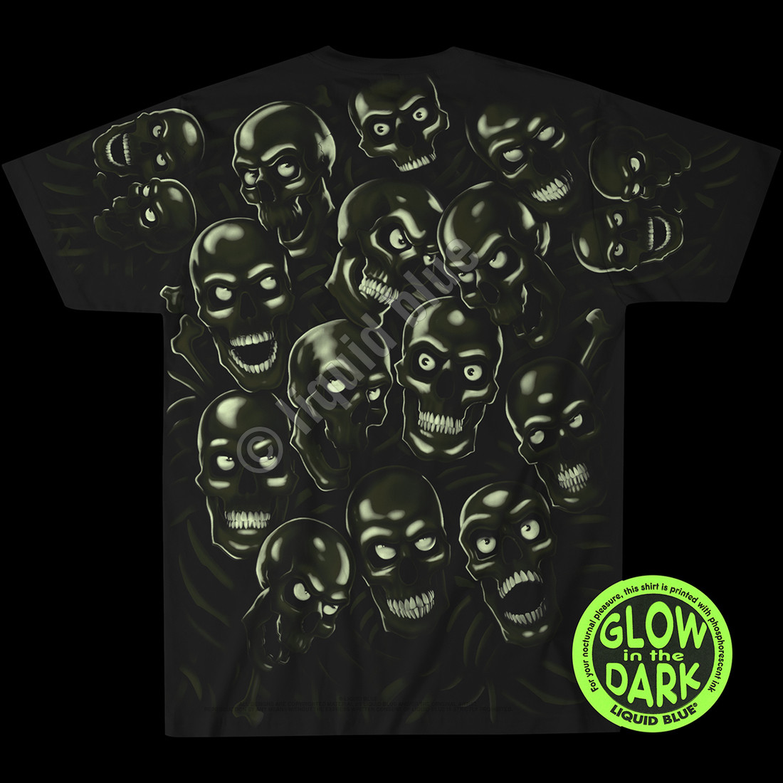 JUICY J STAY FLY-SKULL PILE-GLOW N DARK-T-SHIRT S-M-L-XL-2X- Authentic, Licensed