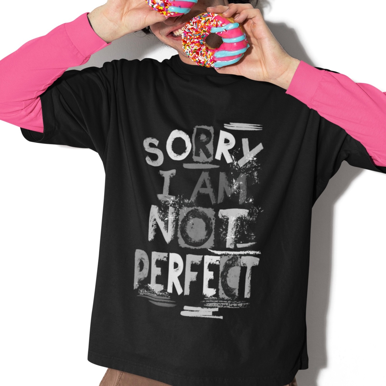 Sorry I Am Not Perfect Graphic Tee Vintage Grunge Letter Print Unisex Streetwear