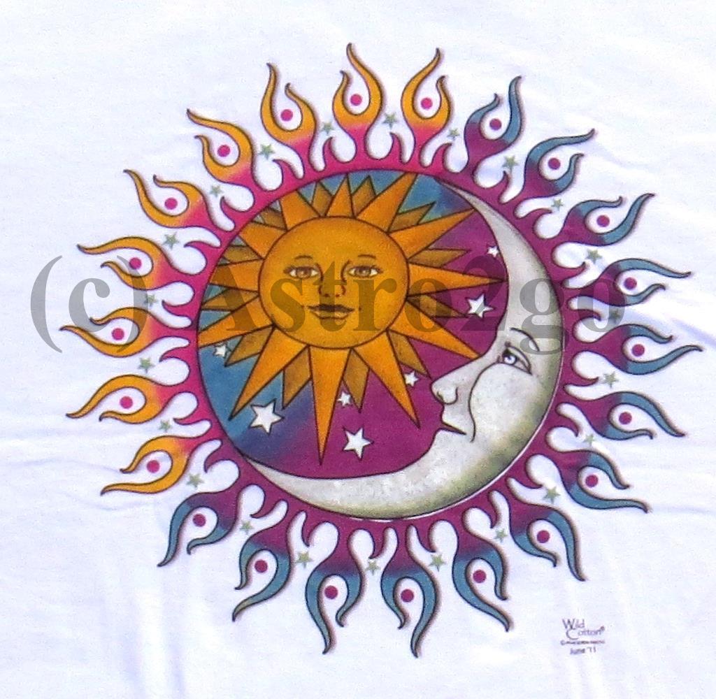 SUN & MOON-Glow Solar powered Ink Astronomy Space Science T shirt NEW Size M-XXL
