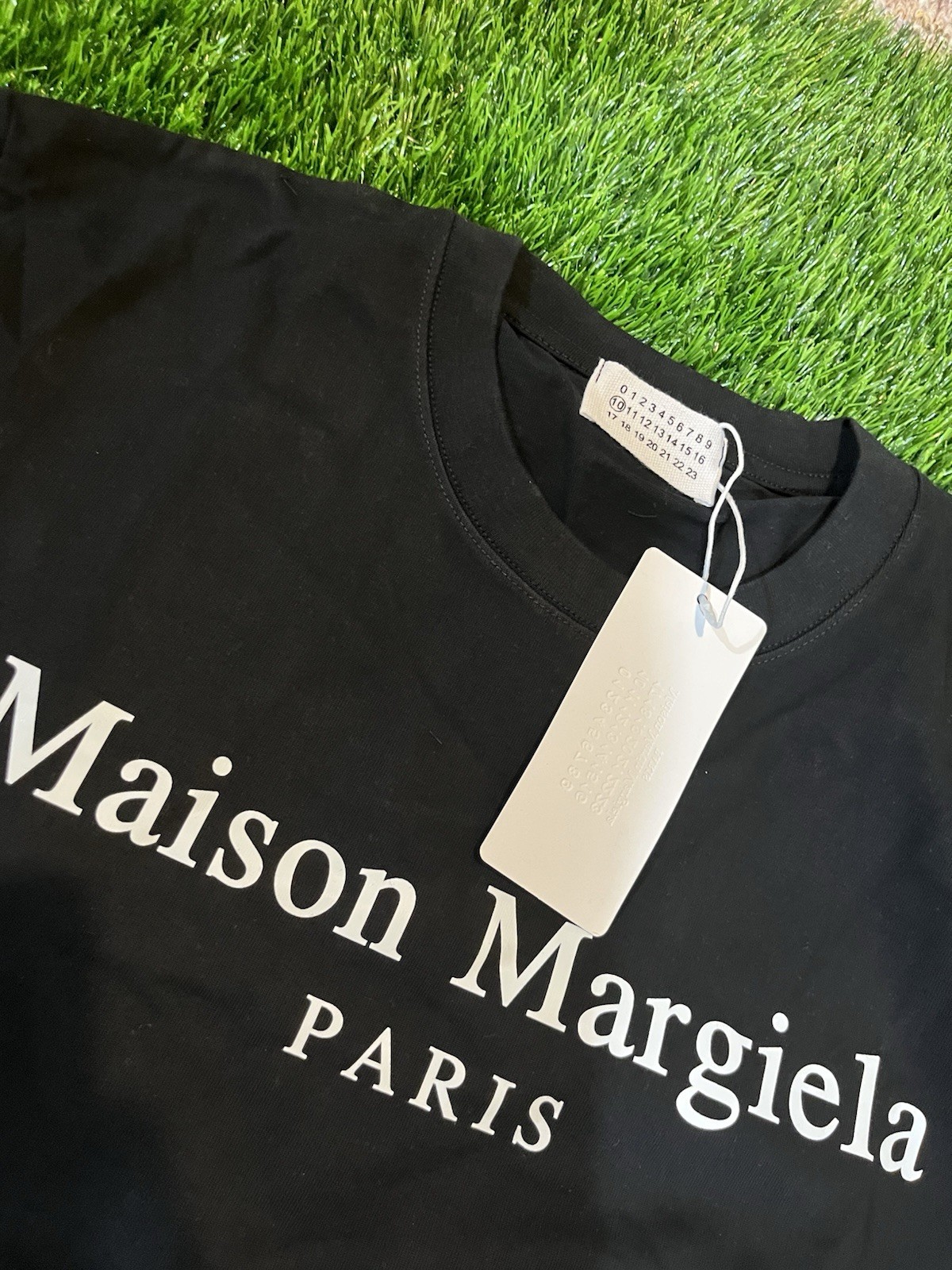 Maison Margiela Paris Long Sleeve Black Logo Shirt Size M New