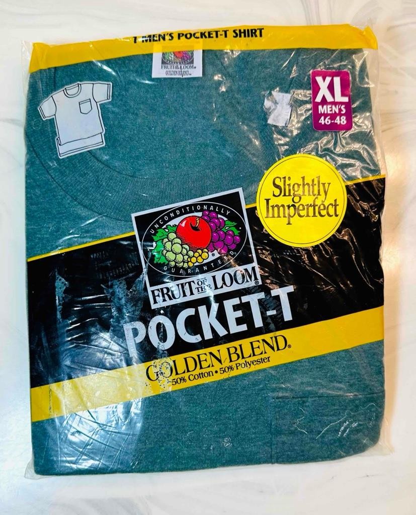 Vintage 1998 Fruit of The Loom Golden Blend Pocket T Shirt Green Men’s XL