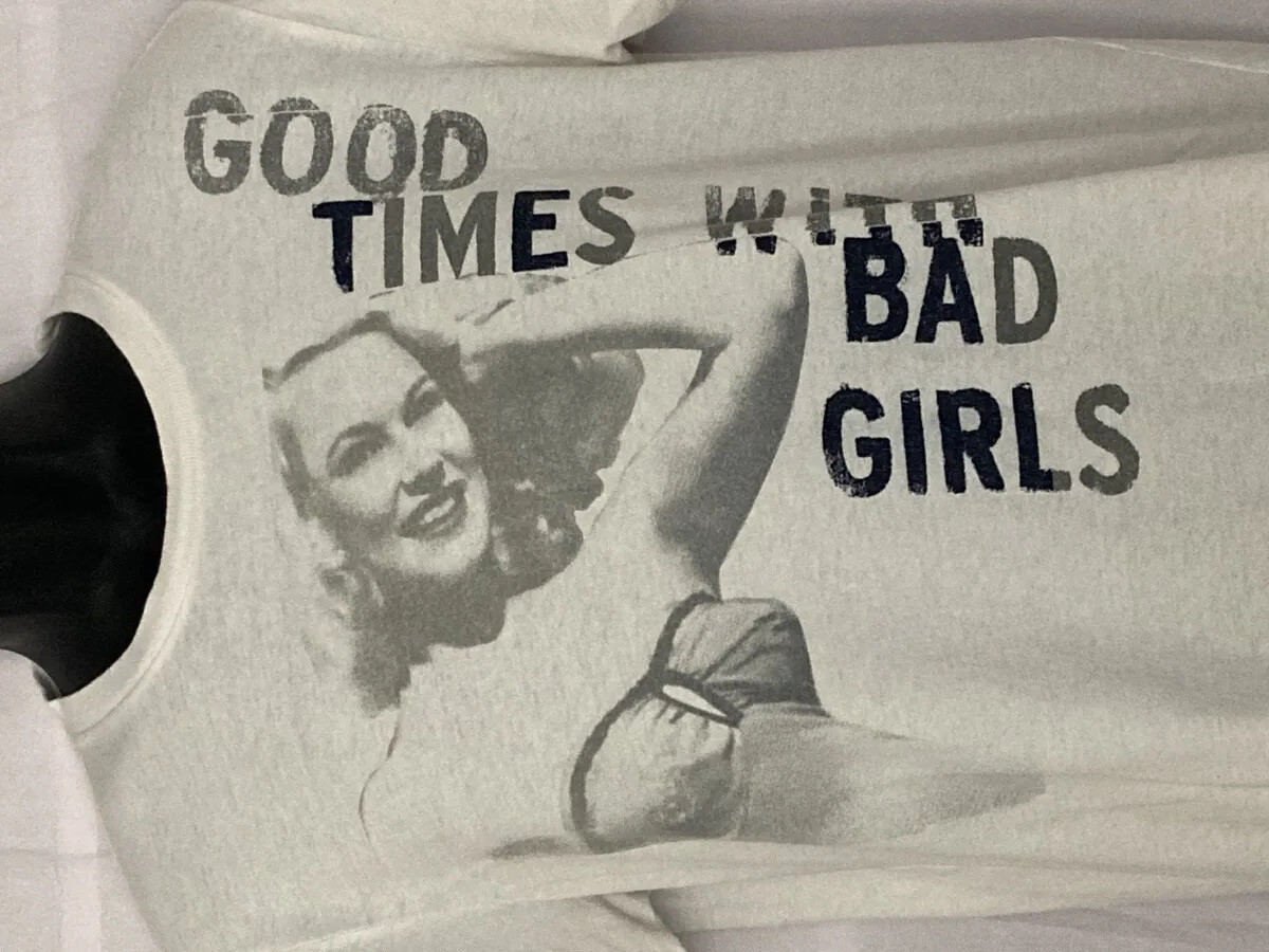 Good Times With Bad Girls American Eagle Mens Graphic Tshirt Medium White
