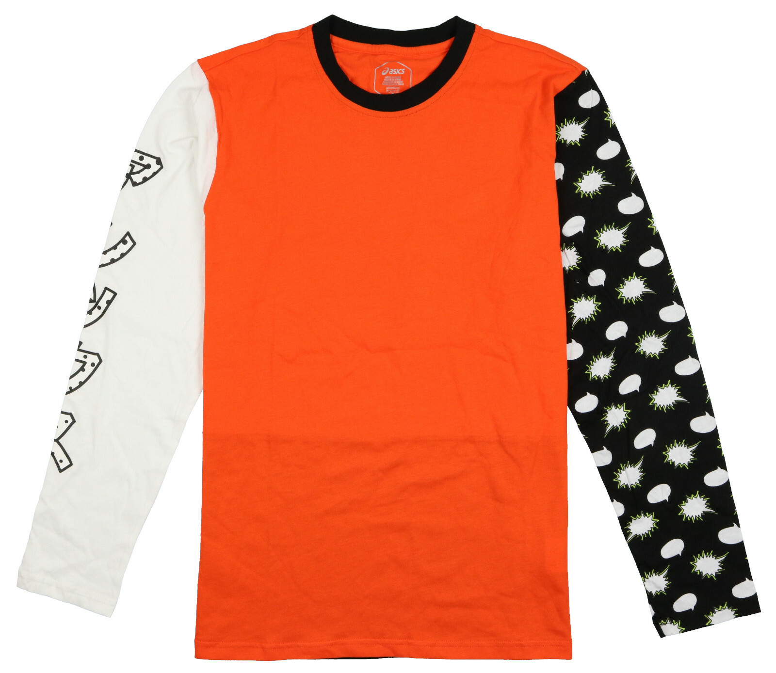 ASICS Tiger Happy Chaos Long Sleeve T-Shirt sz L Large Orange Tokyo Japan