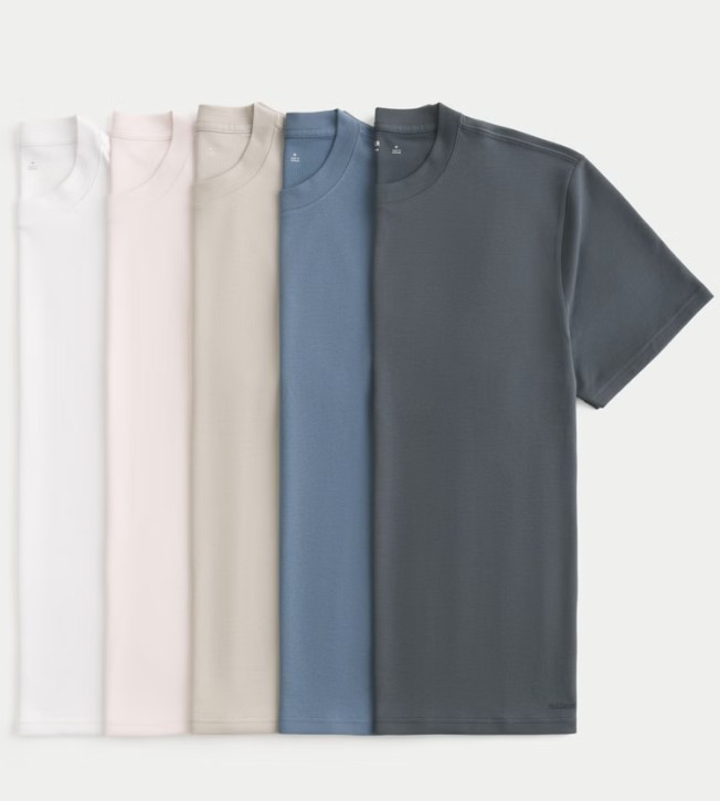 Hollister Everyday Tee T-SHIRT 5-PACK Relax Fit Size XL, L, M, S New