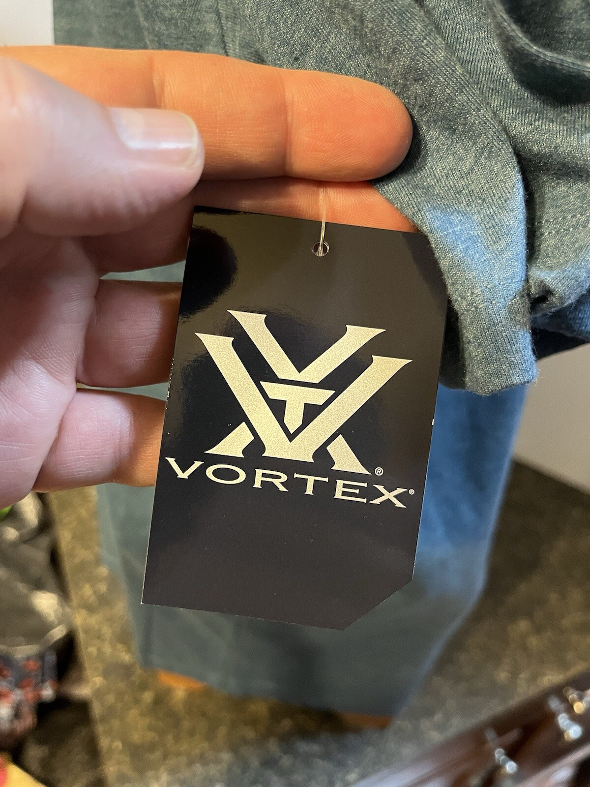Vortex Optics Logo Men’s SS T-Shirt Blue Teal Cotton Poly – Athletic Cut – NWT