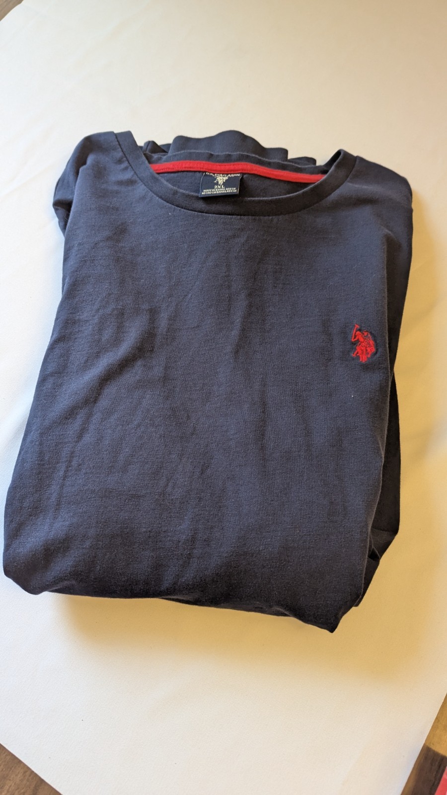 RALPH LAUREN POLO Navy Blue Long Sleeved Shirt 2XL Red Logo