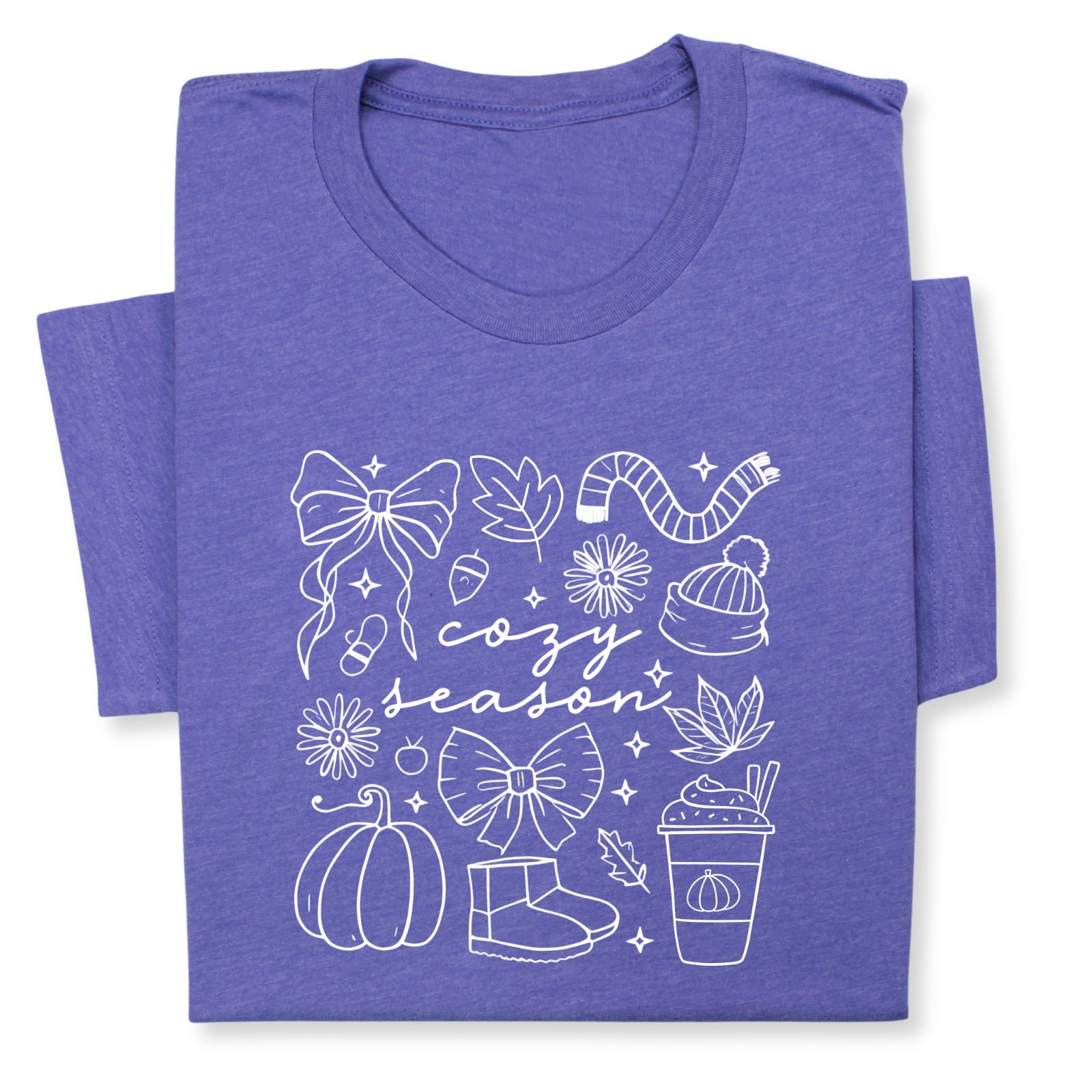 Cozy Season Fall Doodle T-Shirt, Pumpkin Coffee Autumn Graphic Tee