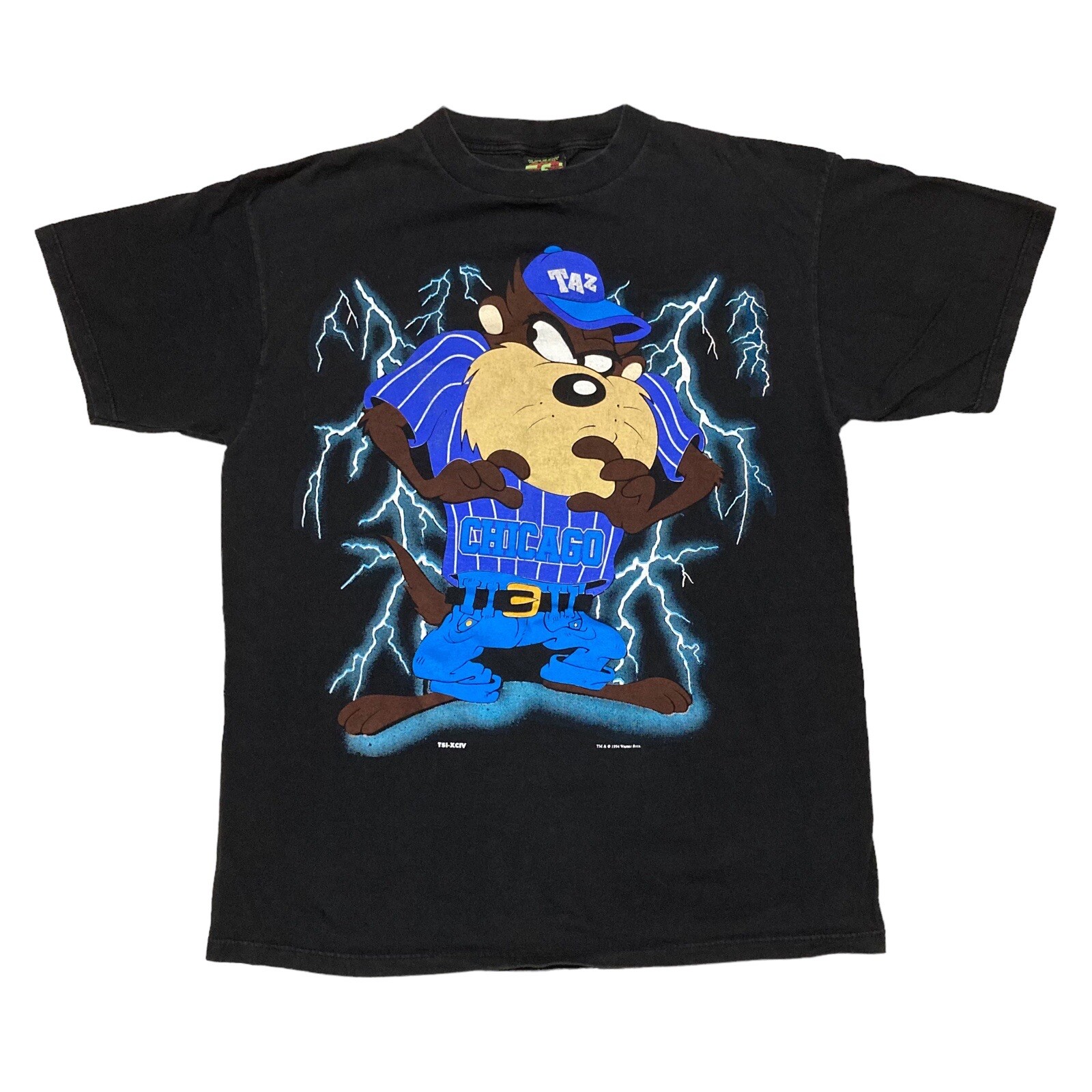 VTG Taz Chicago Lightning Baseball 90s 1994 Black T-Shirt XL Looney Tunes TSI