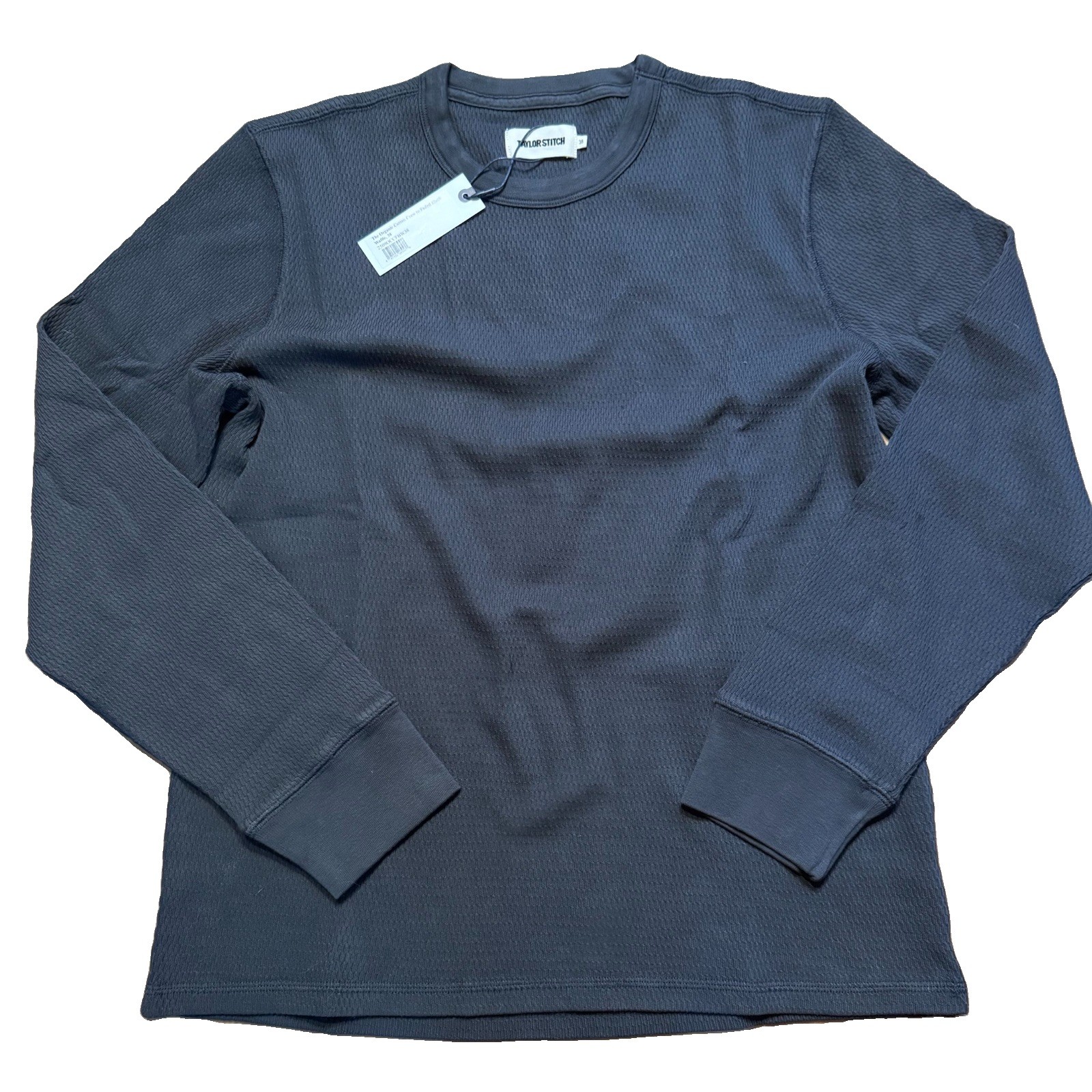 Taylor Stitch The Organic Cotton Crew in Faded Black Waffle 38 Small New