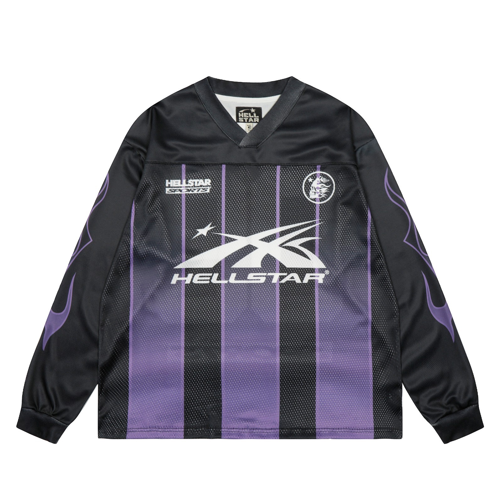 Hellstar 09 Purple Jersey Graphic Print Longsleeve Black/White Pattern