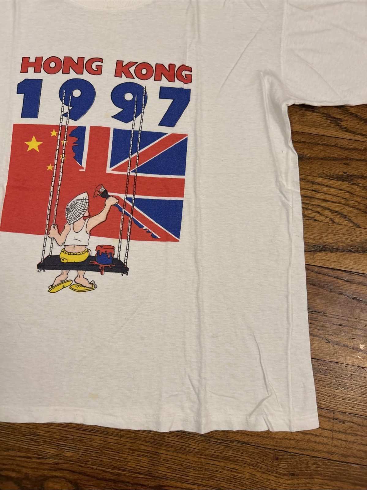 Vintage Hong Kong Size Small 90s Independence China Flag Shirt 1997