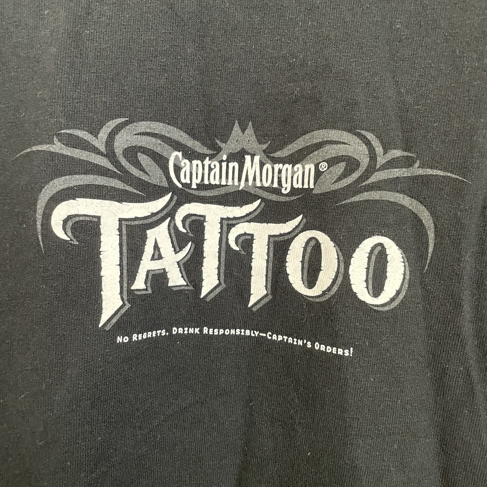 Captain Morgan tattoo Tshirt Men’s XL Black Graphic Alcohol Rum Tee
