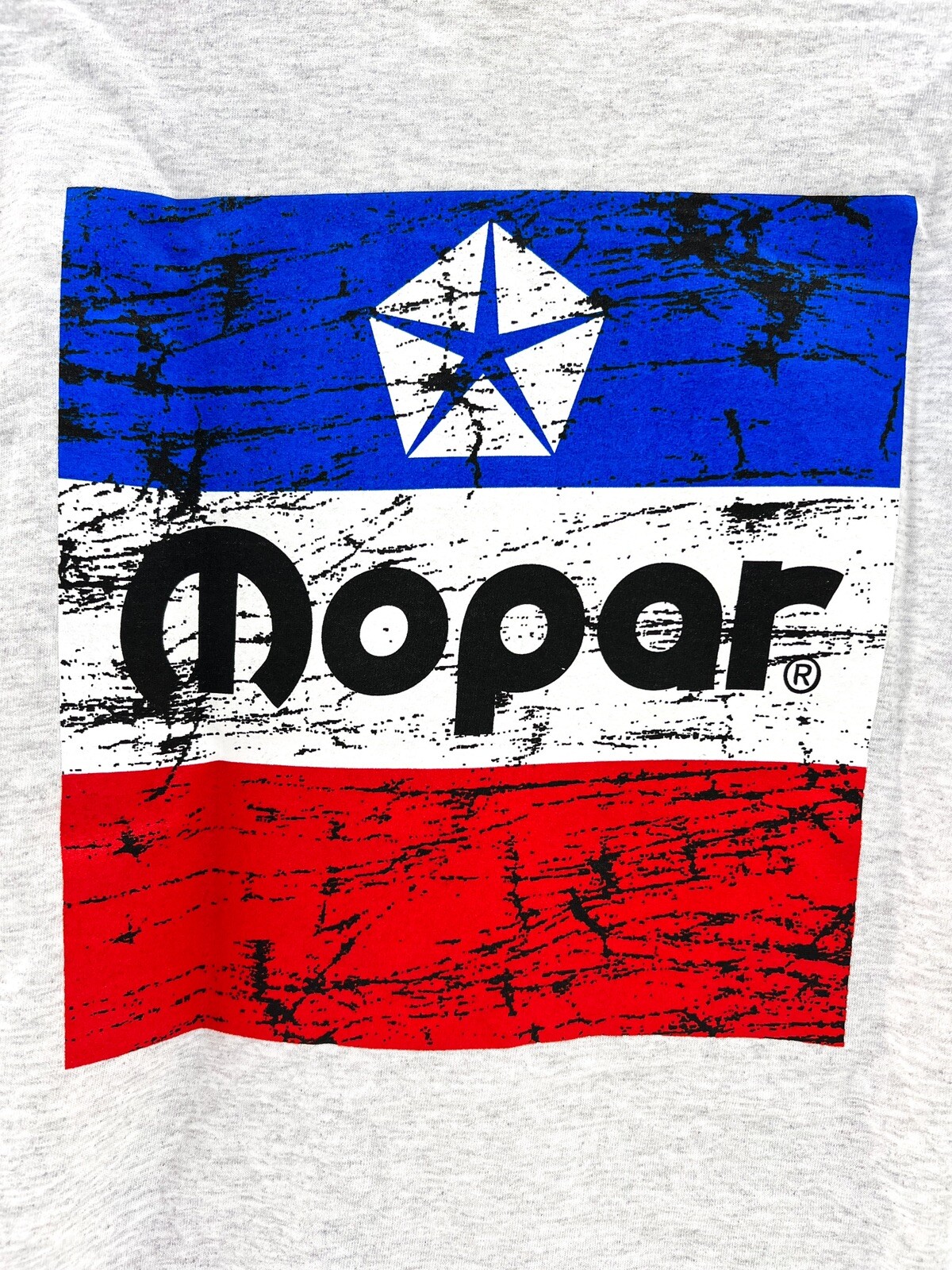 Ash T-Shirt w/ Large Red White & Blue 1972 Mopar Logo / Emblem (Licensed)