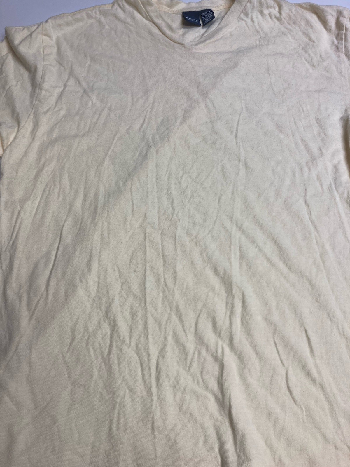 Basic Editions Men’s XL Beige Solid V-Neck Short Sleeve Cotton Knit T-Shirt