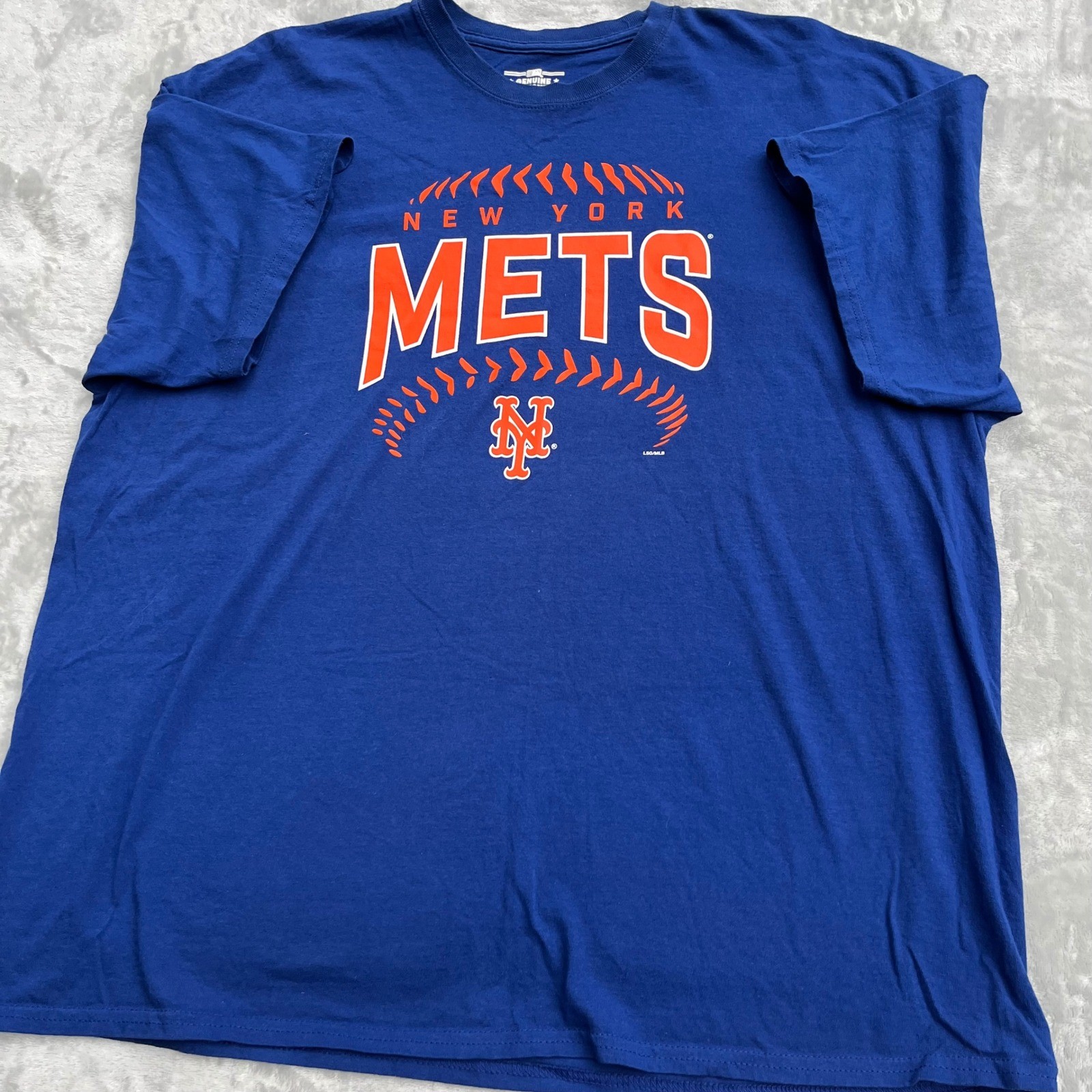 MLB Genuine Merchandise New York Mets Blue Graphic T-Shirt Mens 2XL NY Logo Tee